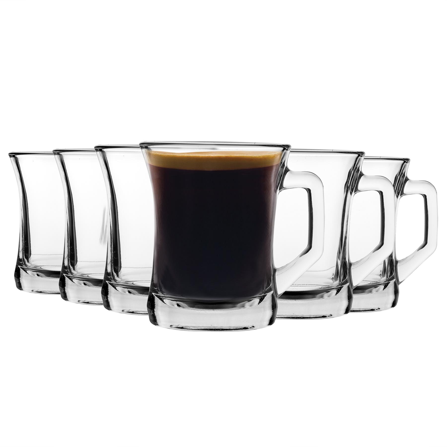 LAV Zen+ Glass Coffee Mugs - 225ml - Clear - Pack of 6 - Image 2