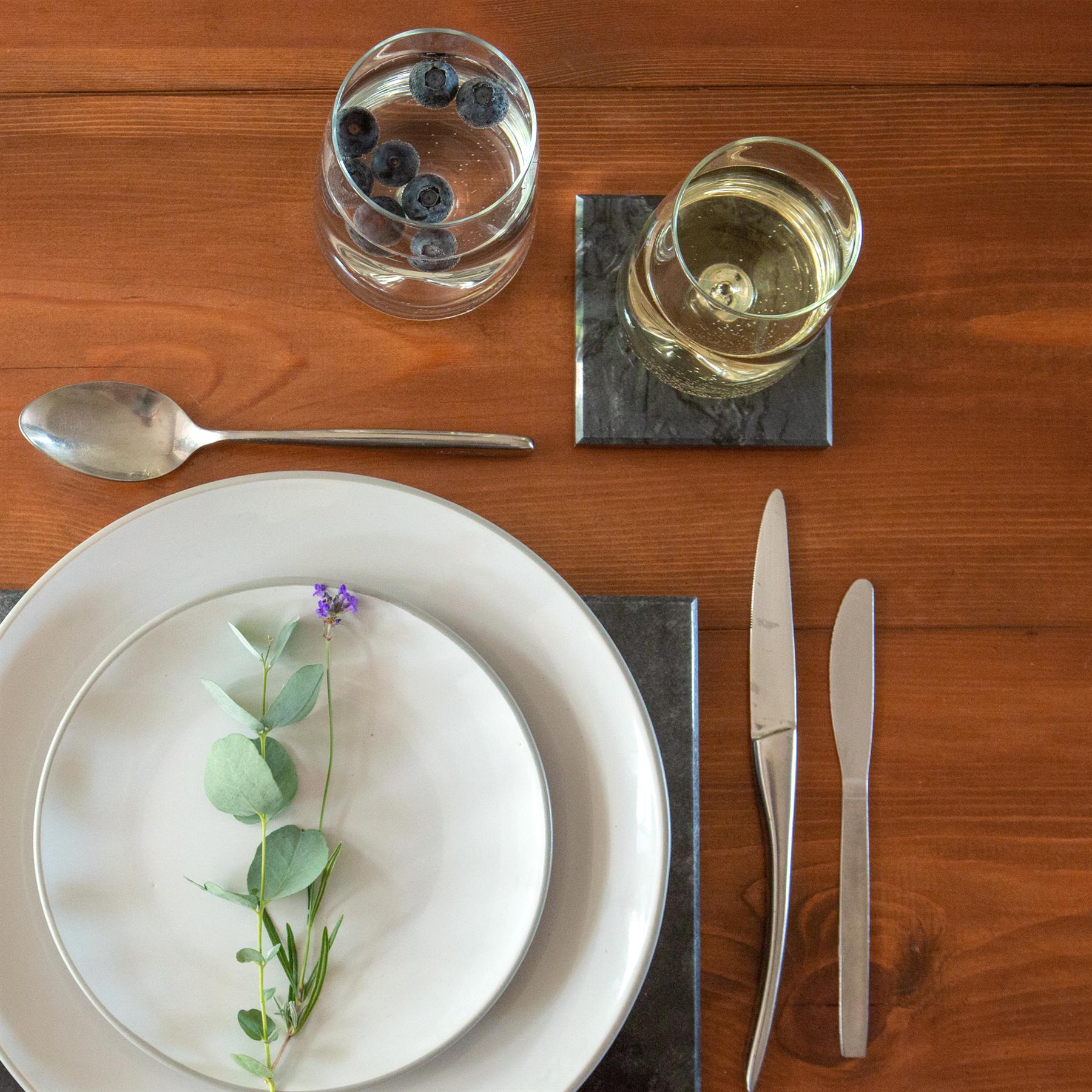 Marble Placemats &amp; Coasters Set 12pc Natural Stone Kitchen Dining Table Mats
