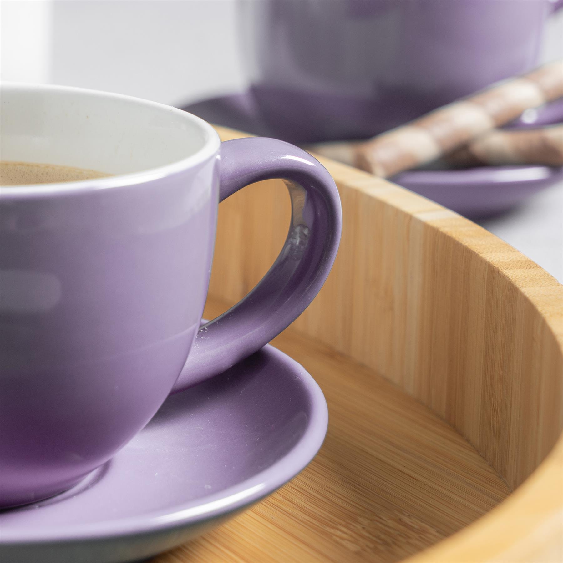 Coloured Cappuccino Cup Saucer Porcelain Tea Coffee Mug 250ml - Photo 27 sur 43