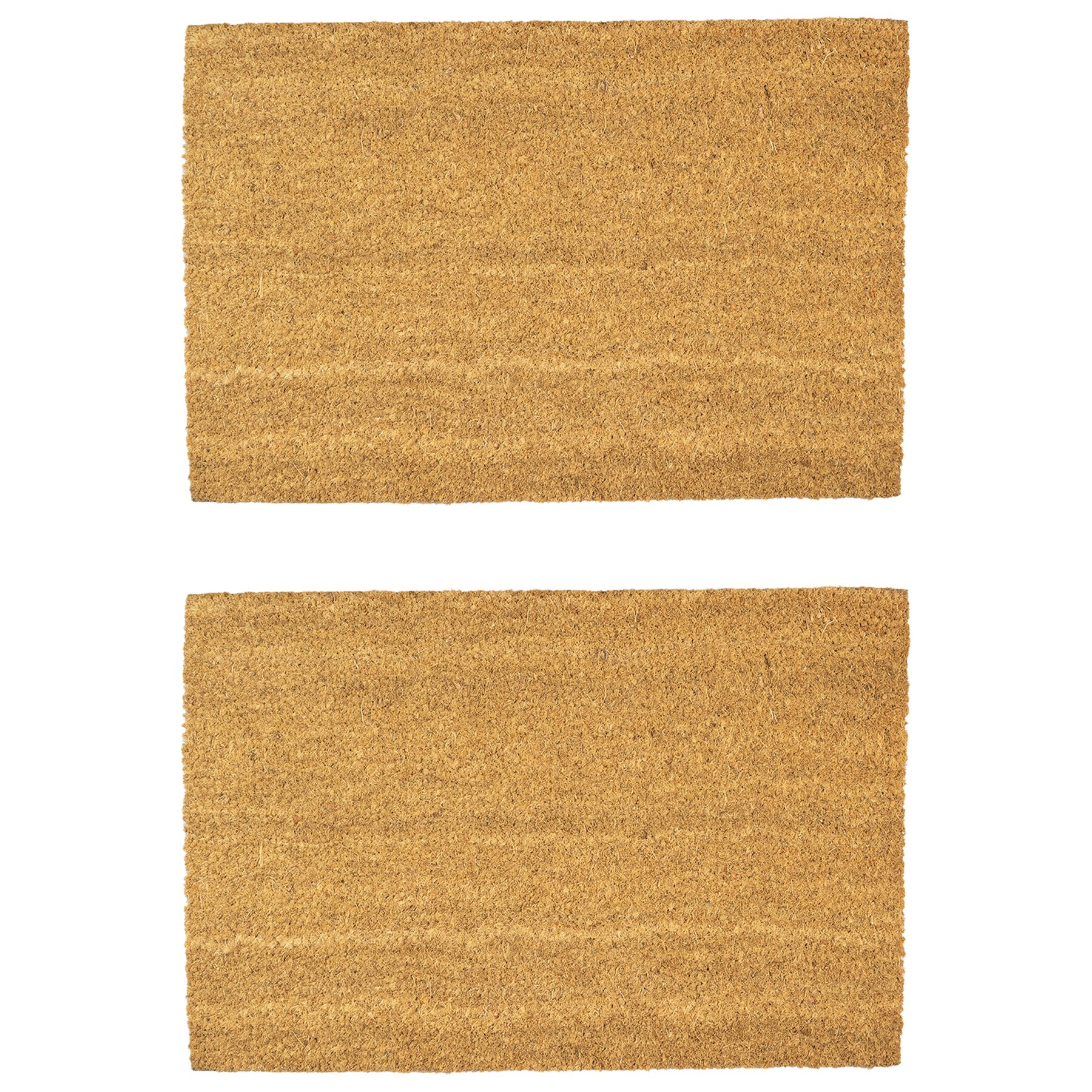 2x Door Mat NonSlip PVC Coir, 90 x 60cm Plain Indoor Mats