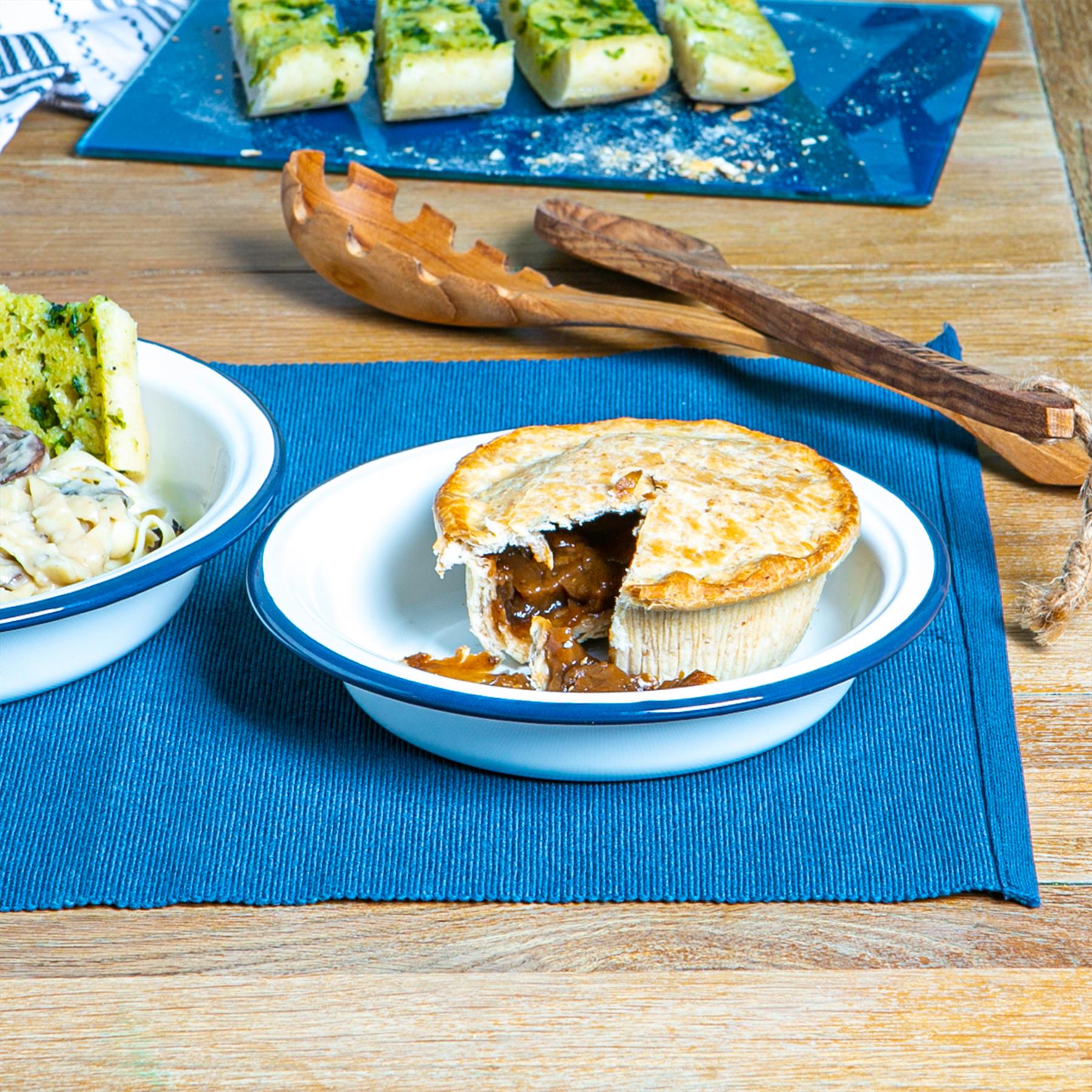 White Enamel Deep Soup Plates Metal Home Dining Outdoor Camping Pie Oven Dishes - Picture 11 of 12