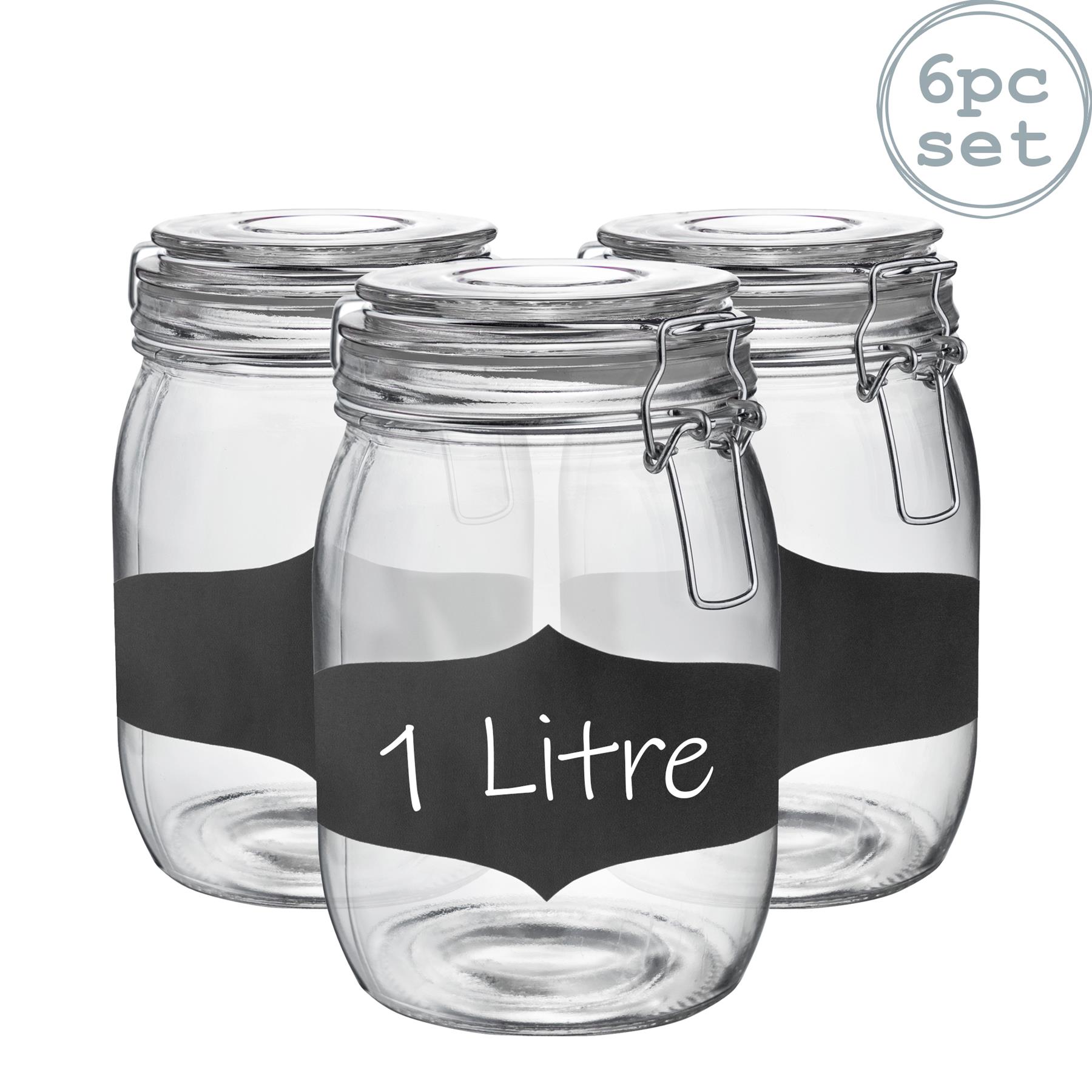 Glass Storage Jars Airtight Clip Top Lid Food Preserve Preserving Jar 1 Litre x6 - Picture 7 of 27