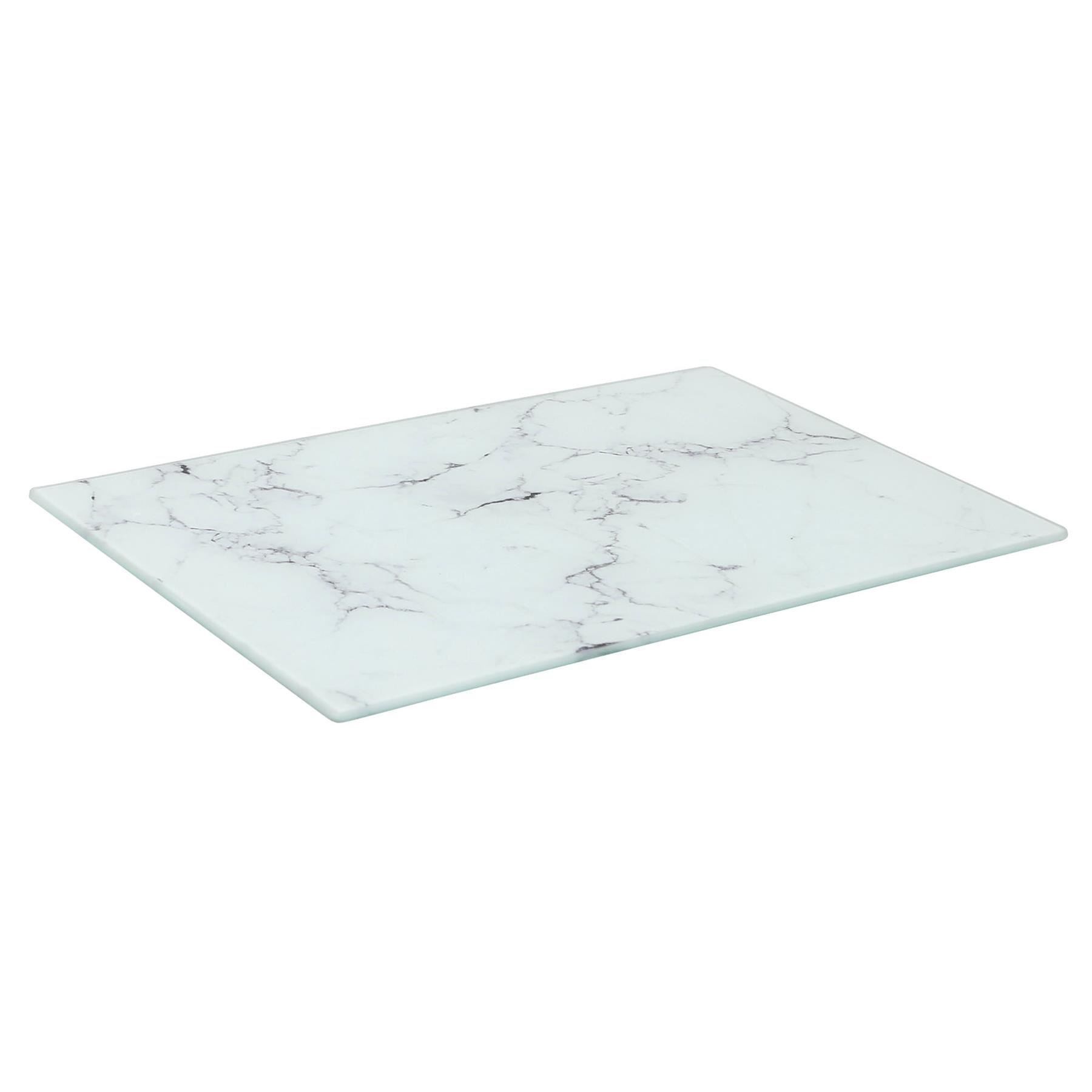 1x Rectangle Glass Chopping Board 30cm x 20cm Marble Kitchen Worktop Saver - Picture 9 of 14