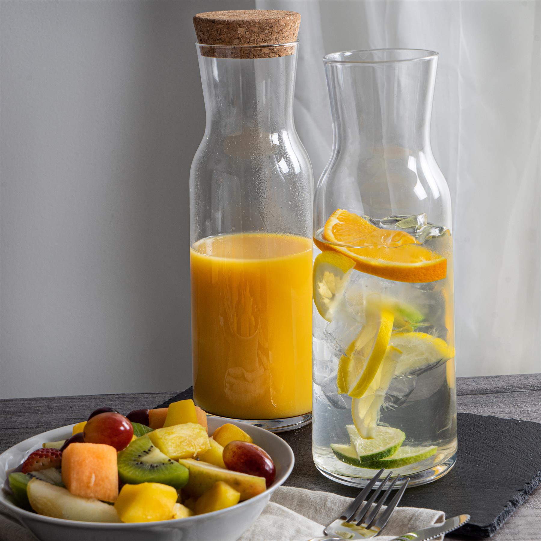 Aquaria Glass Water Carafe Cork Lid Decanter Jug Water Wine Iced Tea 1