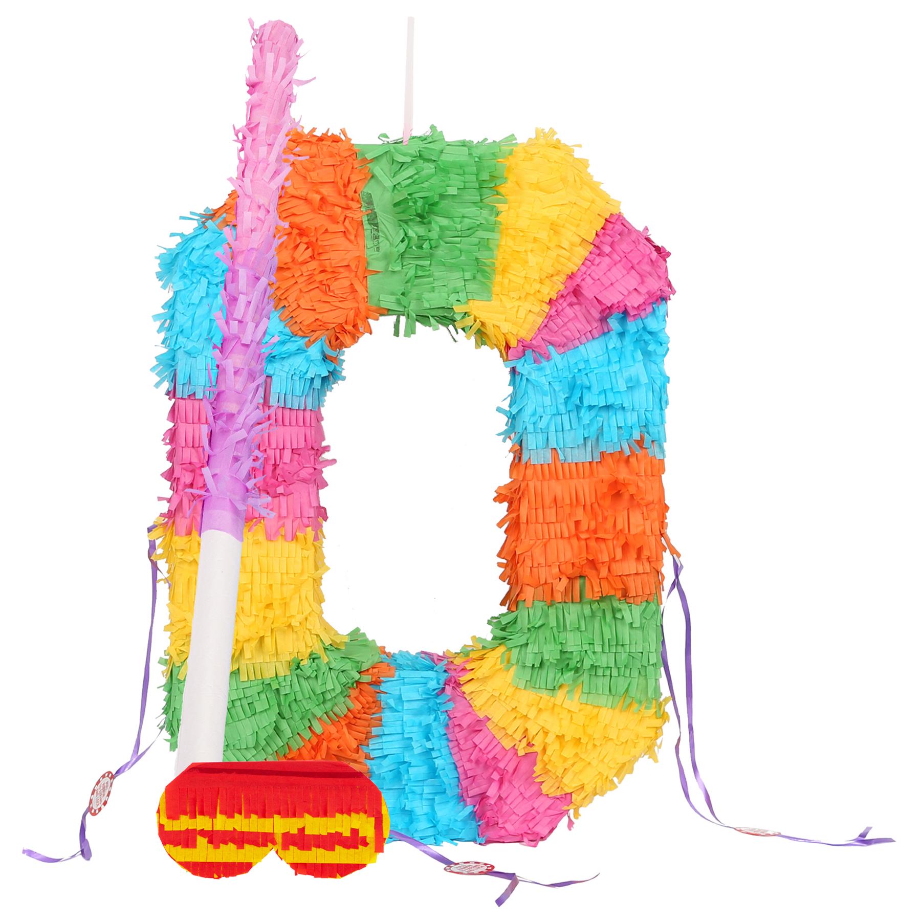 Party Pinatas Set with Stick & Blindfold Pink Stick Birthday Party Game - Picture 2 of 148