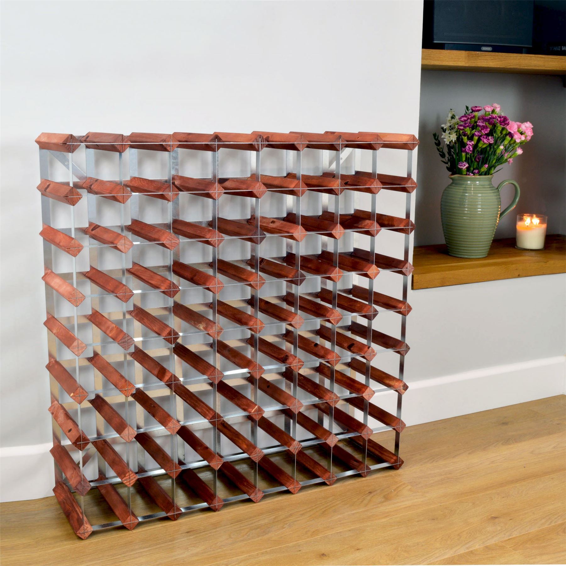 72 Bottle Traditional Wooden Wine Bottle Storage Rack Assembled