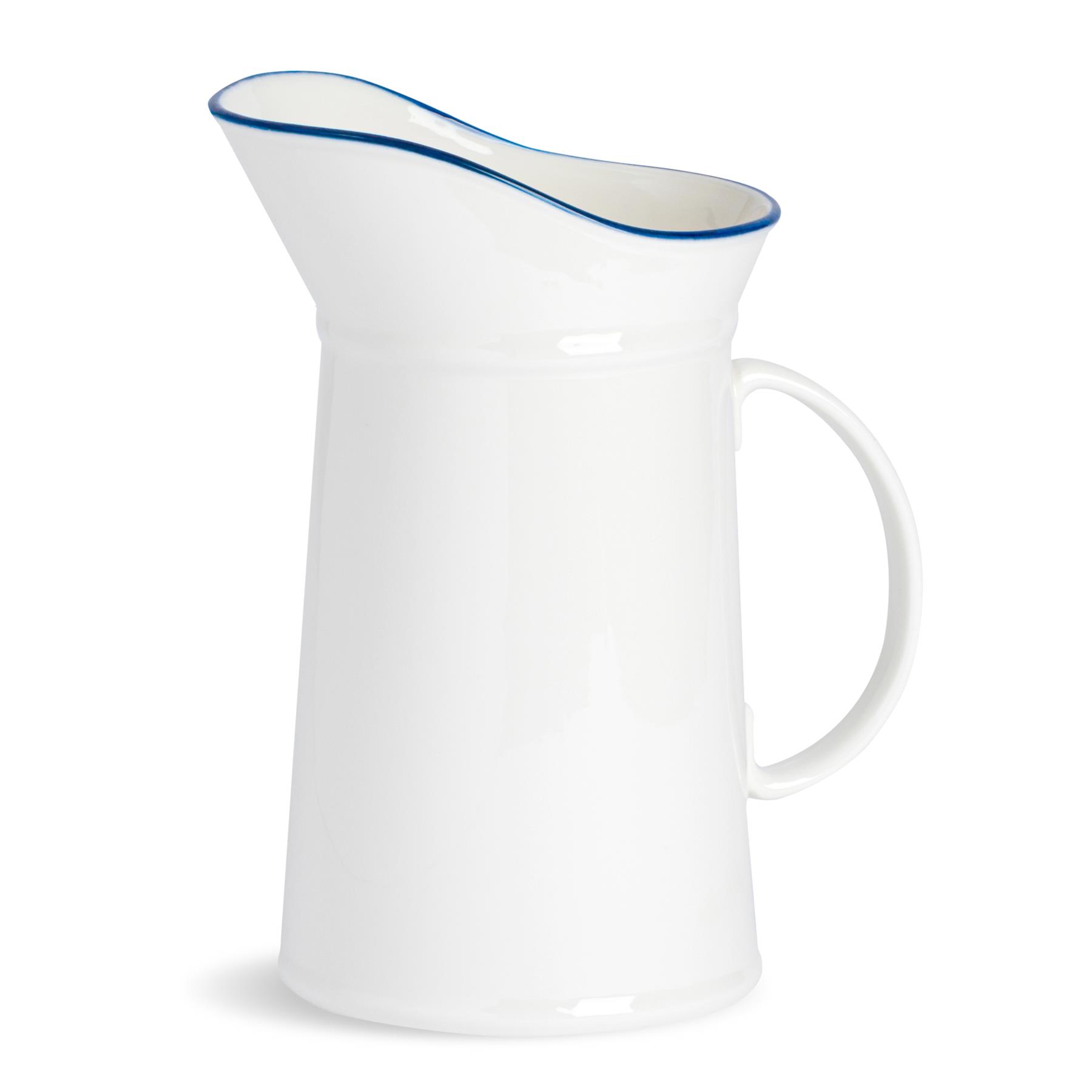 Country Farmhouse White Water Jug with Pourer Spout 1 Litre