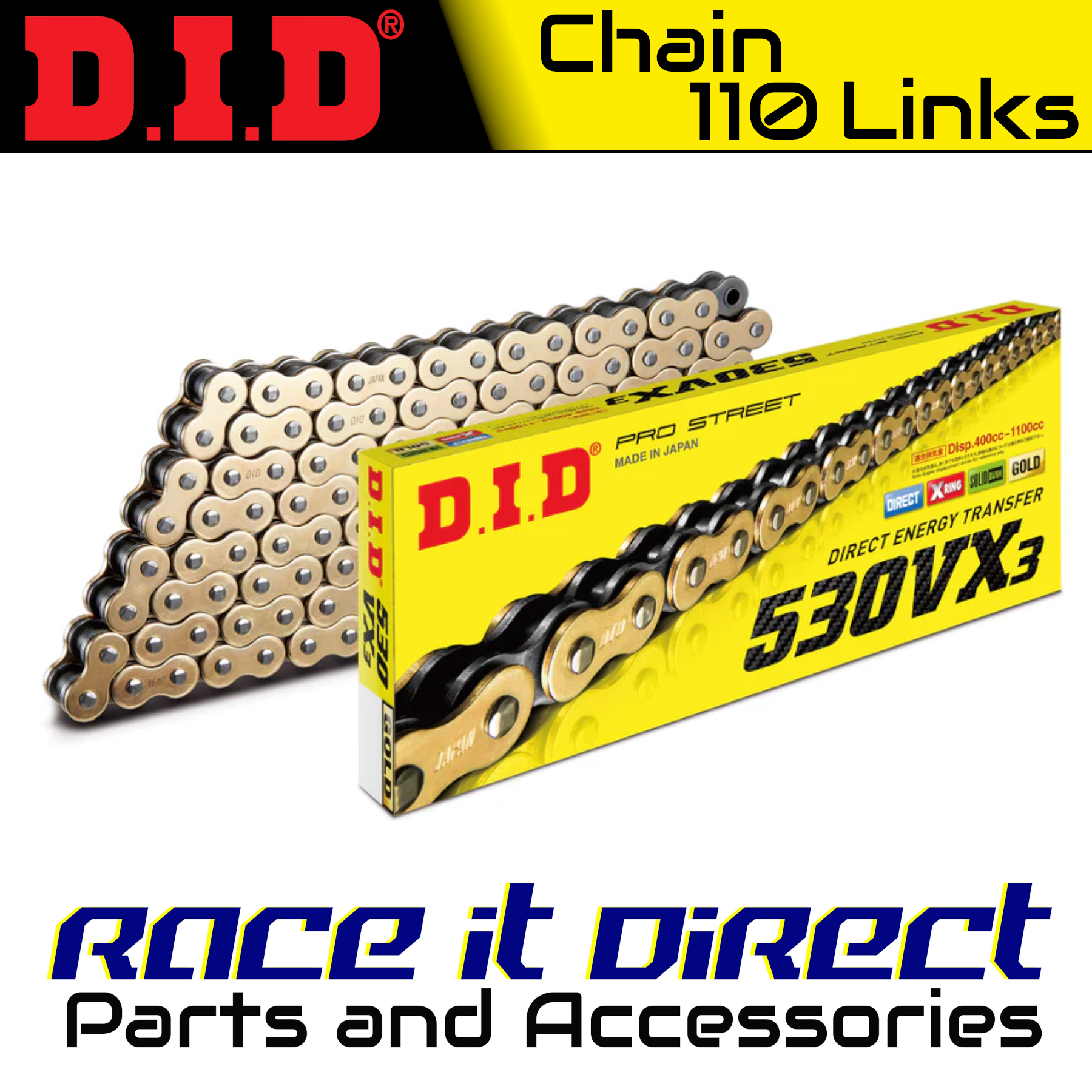 thumbnail image 2 of DID Standard Drive Chain 520D 110L For Suzuki GS500 E/F 2000-2010 2 of 3