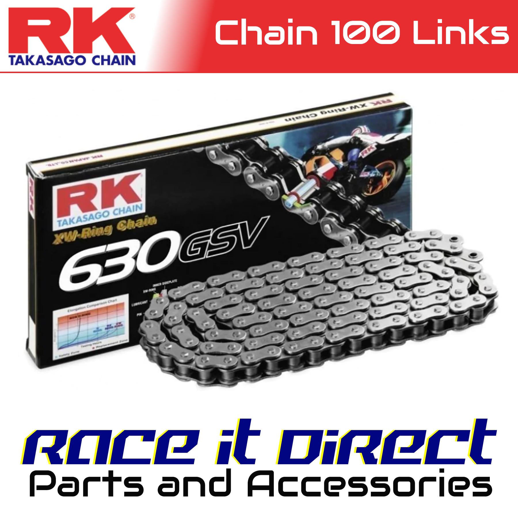 RK Chain for Kawasaki GPZ1100 ZX Unitrack 1983-1985 Silver XW-Ring