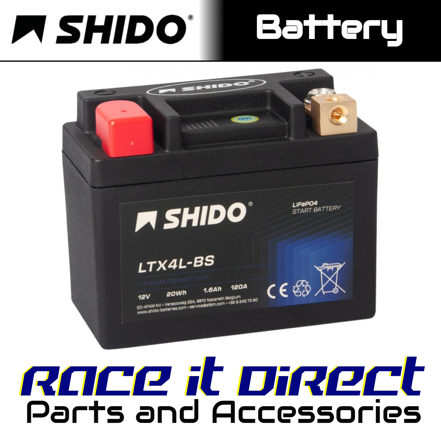 Battery for PIAGGIO NRG 50 DT Power 2005-2013 SHIDO
