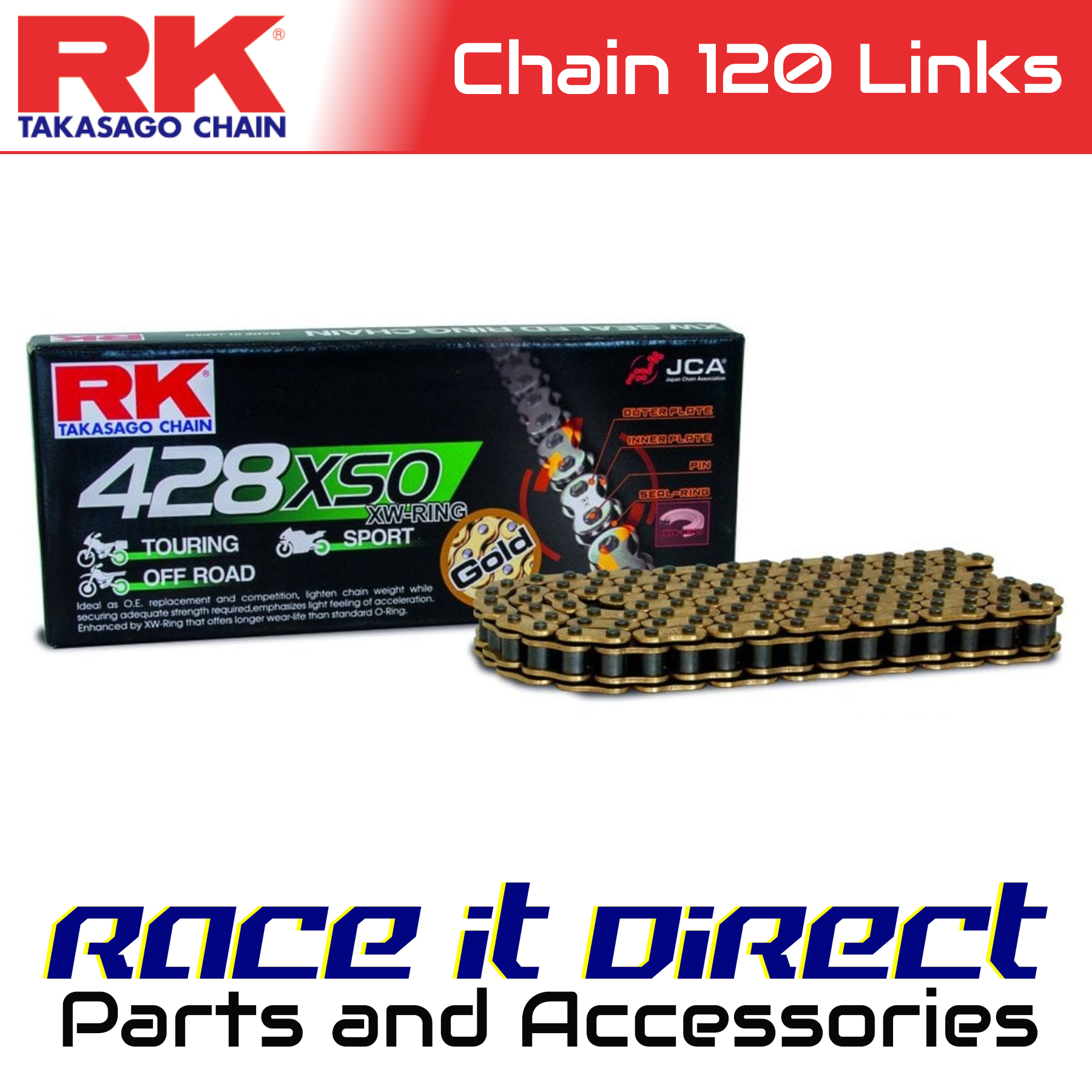 RK Chain for Kawasaki KE175 USA 1976-1978 Gold XW-Ring | eBay