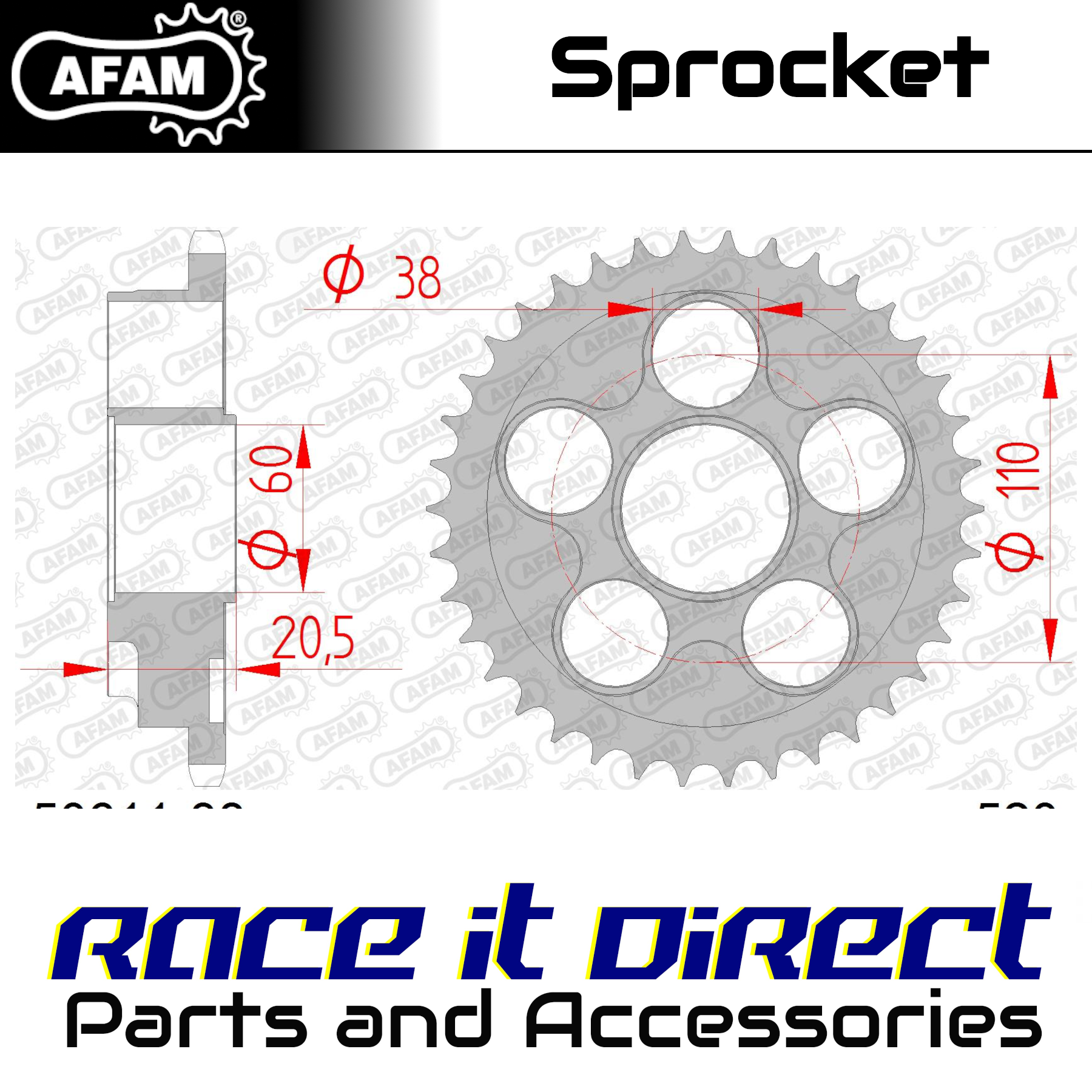 AFAM 50611-38 REAR STEEL 38T, 520