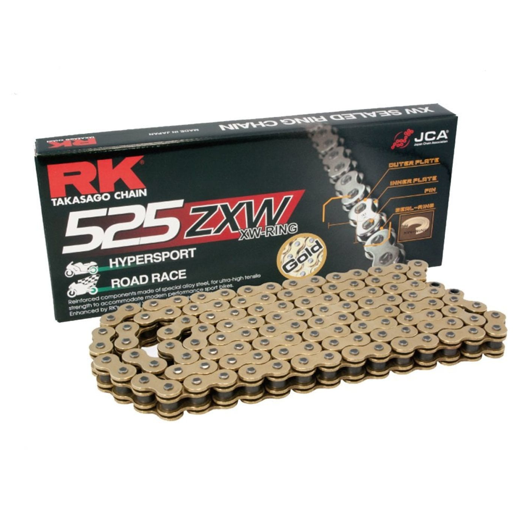 RK Chain for Kawasaki ZX-10R (ZX1000) Ninja 2011-2015 Gold XW-Ring