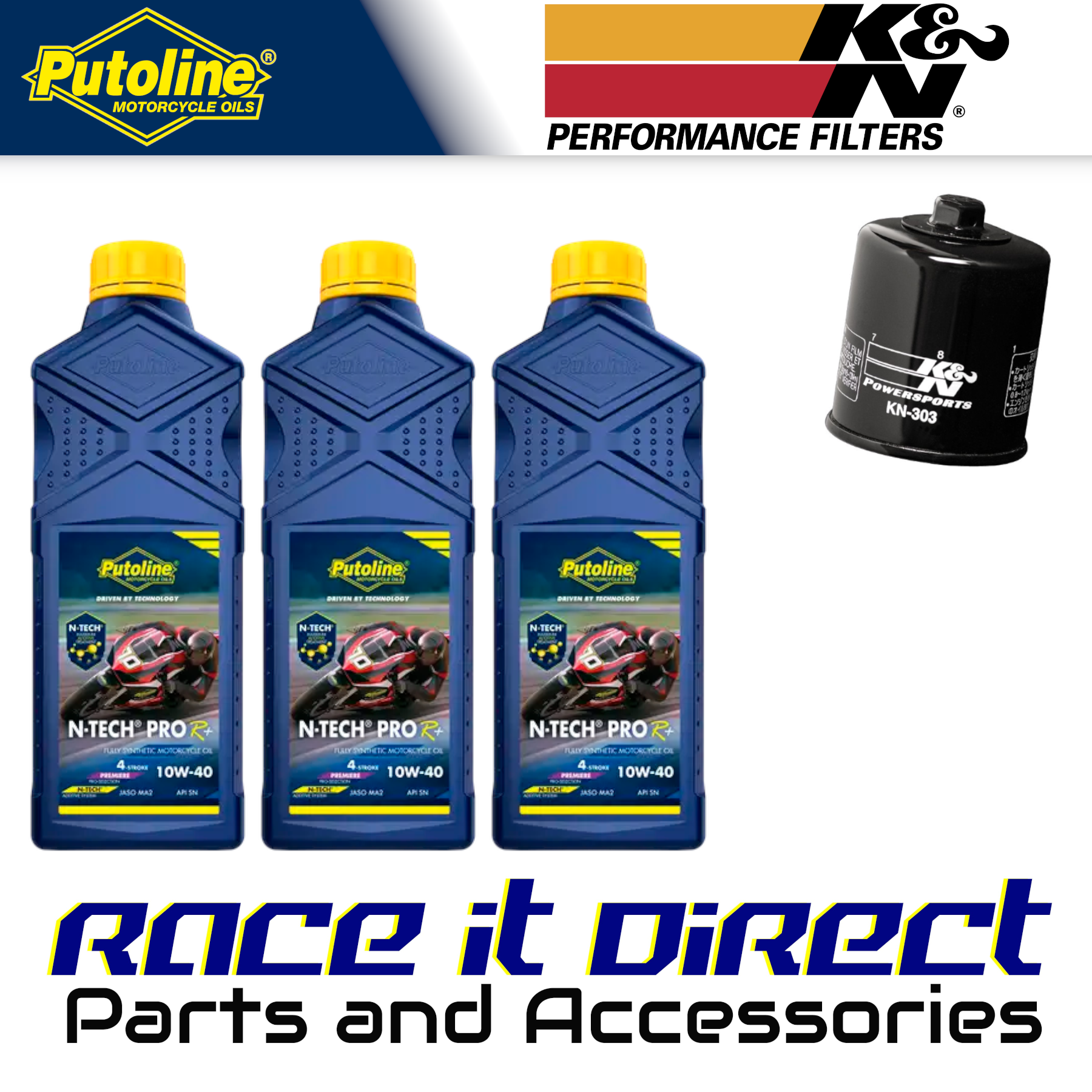 Oil & Filter Kit for Kawasaki ZX-4 H2 1988-1990 Putoline & K&N