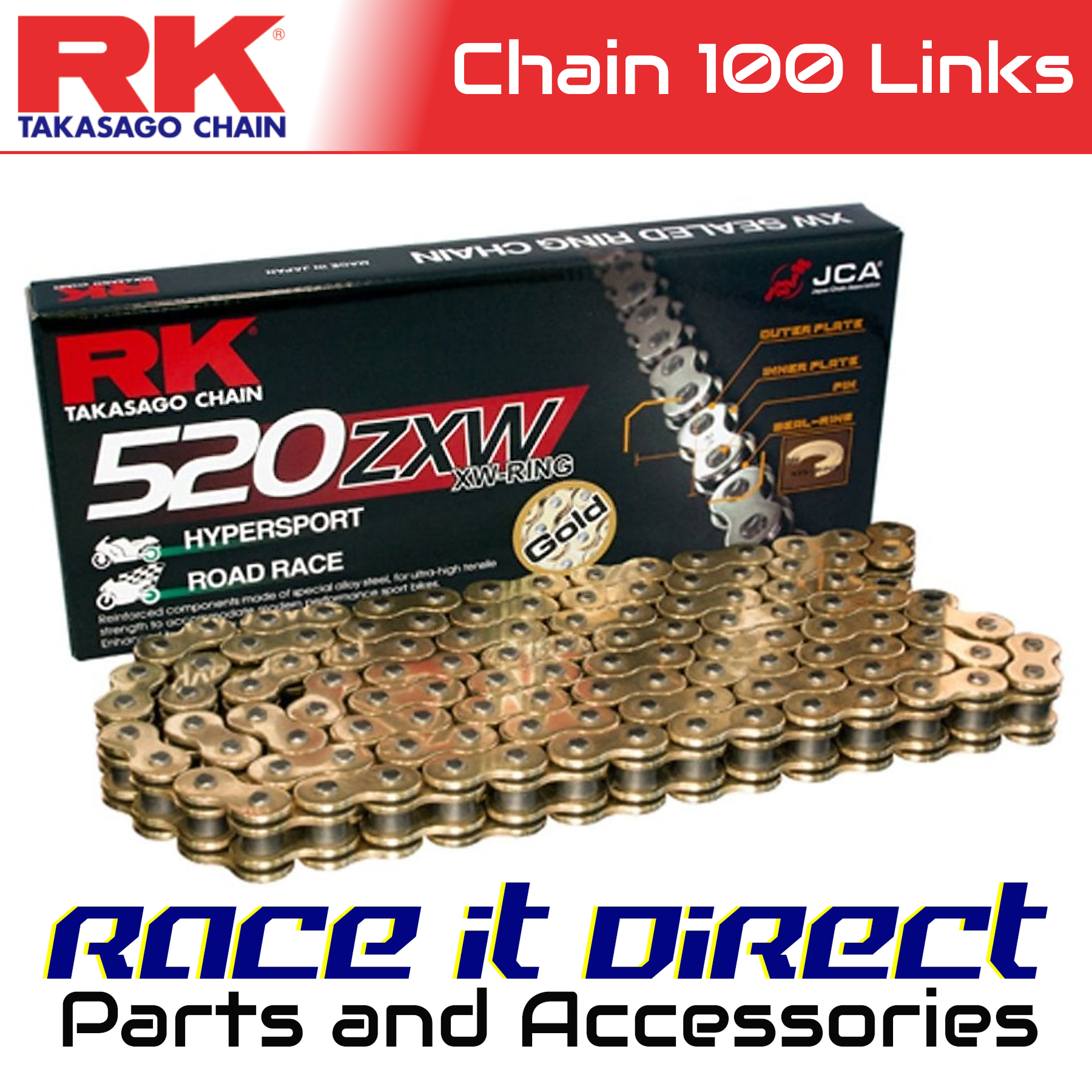 RK Chain Super Heavy Duty XW-Ring Gold ZXW 520-100L (42.0KN) | eBay UK