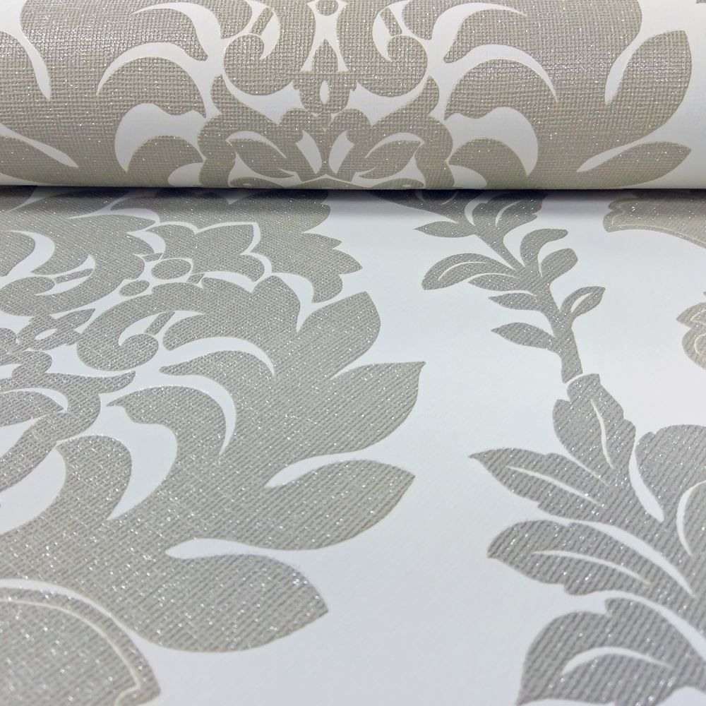 Erismann Damask Pattern Wallpaper Leaf Glitter Motif Embossed Vinyl 4628-29