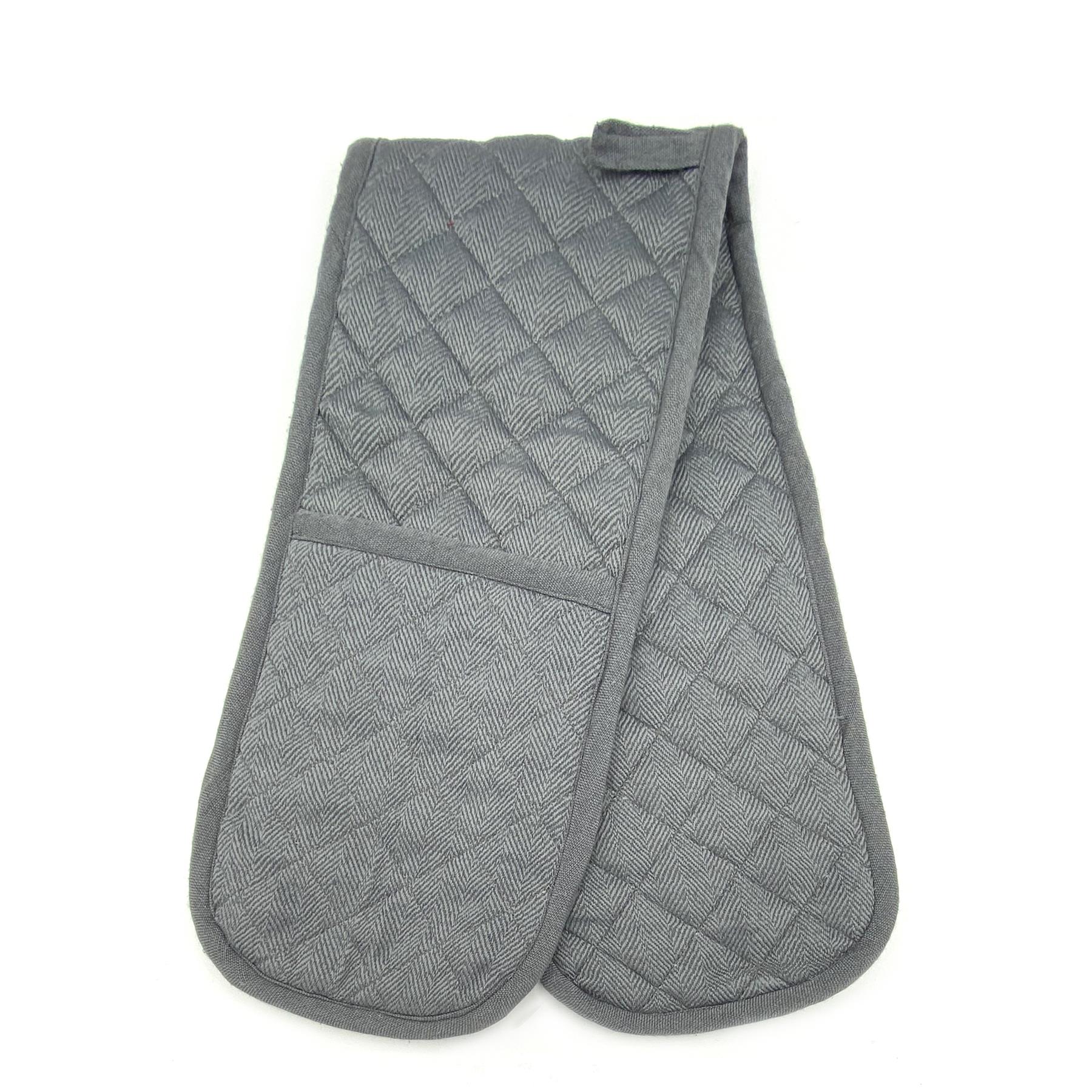 Butcher Stripe Heat Resistant Double Oven Gloves Quilted Pinstripe