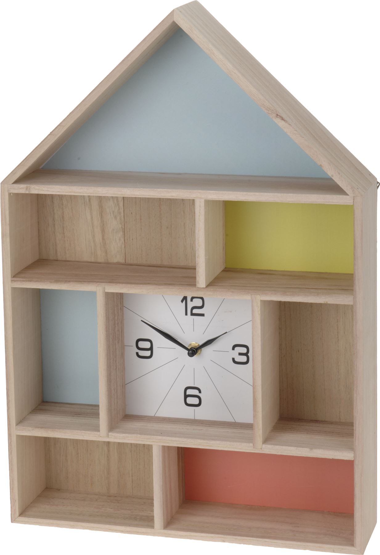 Wooden Wall Hanging Clock House Cabinet Storage Shelf Shelving