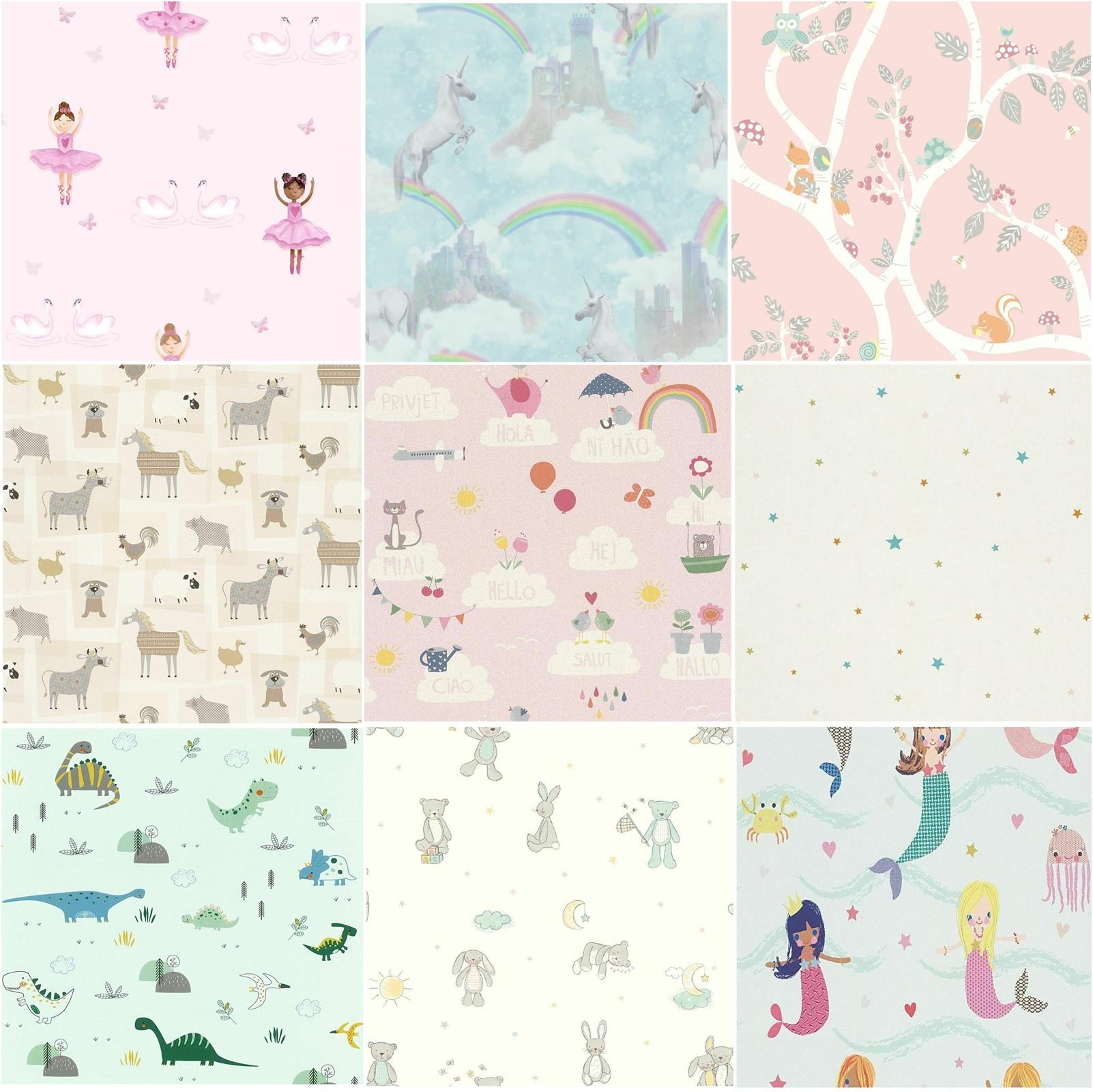 Bunnies Blocks Toys Wallpaper Roll W1105 Children/'s Nursery Patchwork Cats