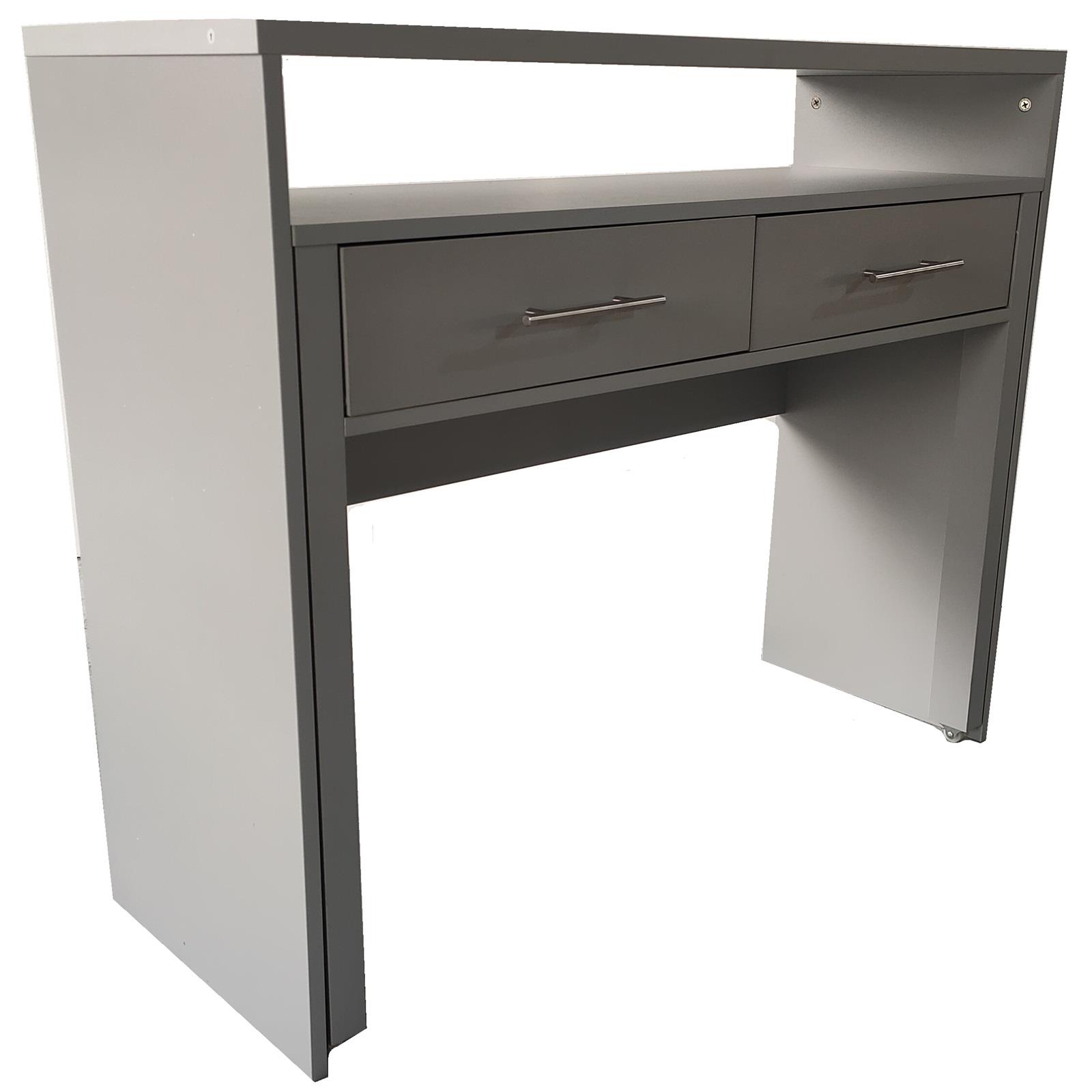 Regis Extending Computer Desk with 2 Drawers Home Office Console Dressing Table - Picture 7 of 13