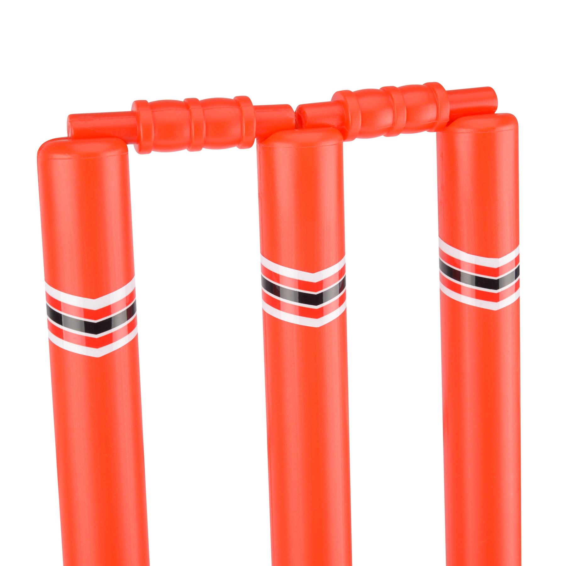 Plastic 8 Pcs Kwik Cricket Set Bat Ball Stumps Bails Bag Size 5 Garden