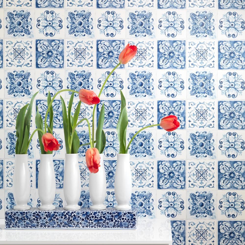 Rasch Floral Azulejo Patrón de Papel Tapiz Baño Cocina Hoja Motivo