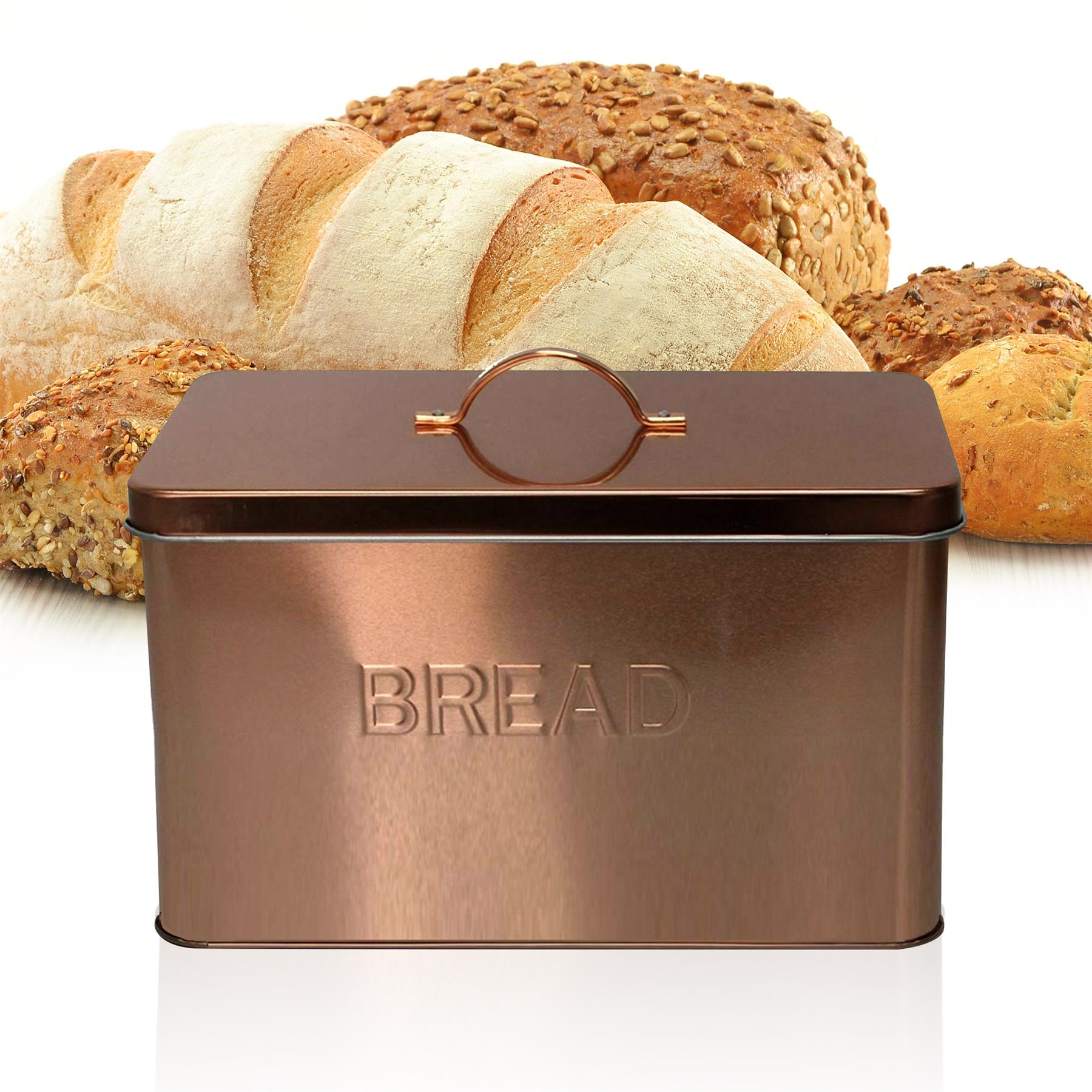 Rose Gold 4 Pc Kitchen Storage Set Bread Bin Tea Coffee Sugar Canisters