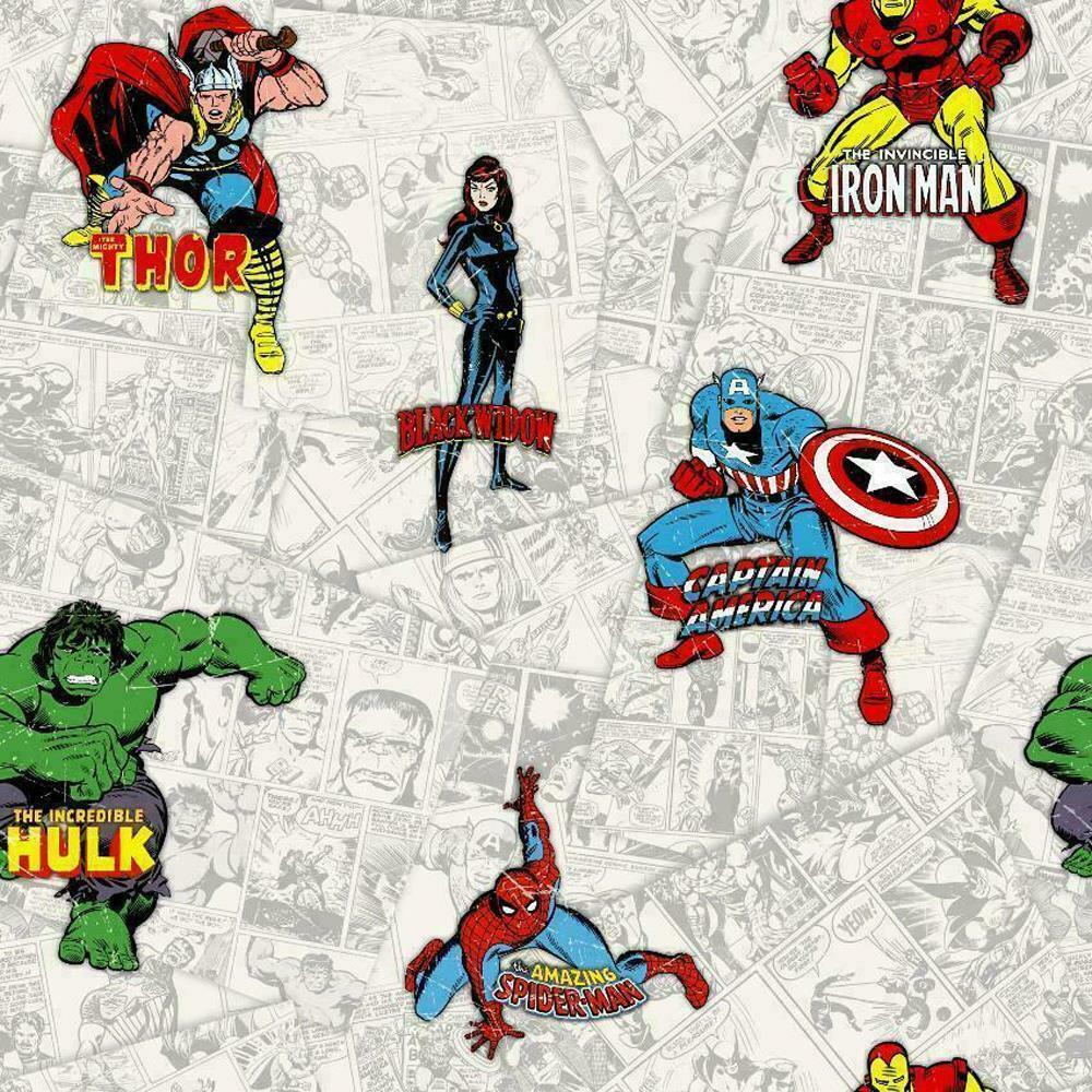 Muriva Marvel Avengers Comic Book Strip Heroes Wallpaper Thor Hulk Spiderman - Picture 8 of 10