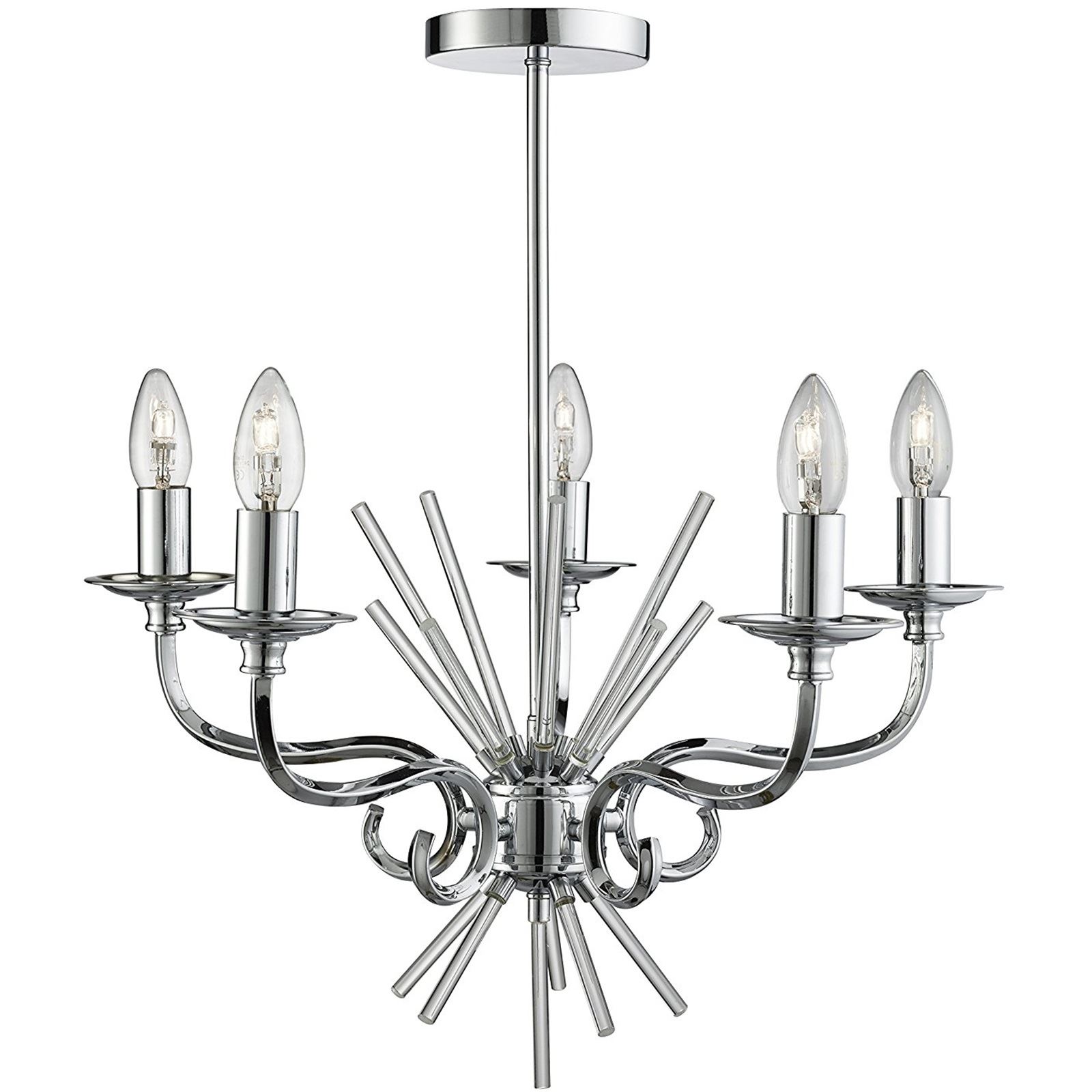 Lighting Collection Chrome Chandelier Ceiling Light Fitting Candle Pendant Lamp - Picture 5 of 5