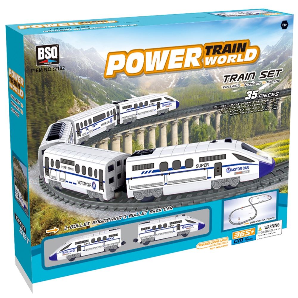 Rexco 35 Pc Battery Operated Toy Bullet Train Track Railway Carriage