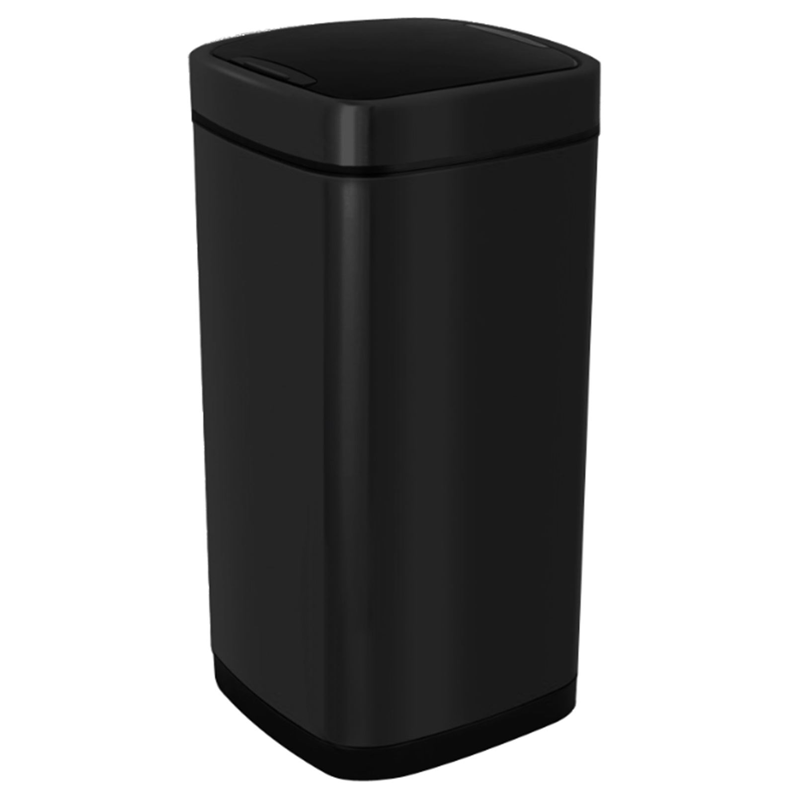 Square Black 40 Litre Kitchen Hands Free Motion Sensor Dustbin