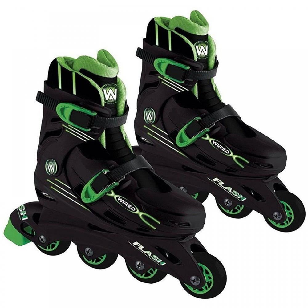 Wired Flash Inline Skates Kids Roller Boots Shoes Adjustable Size