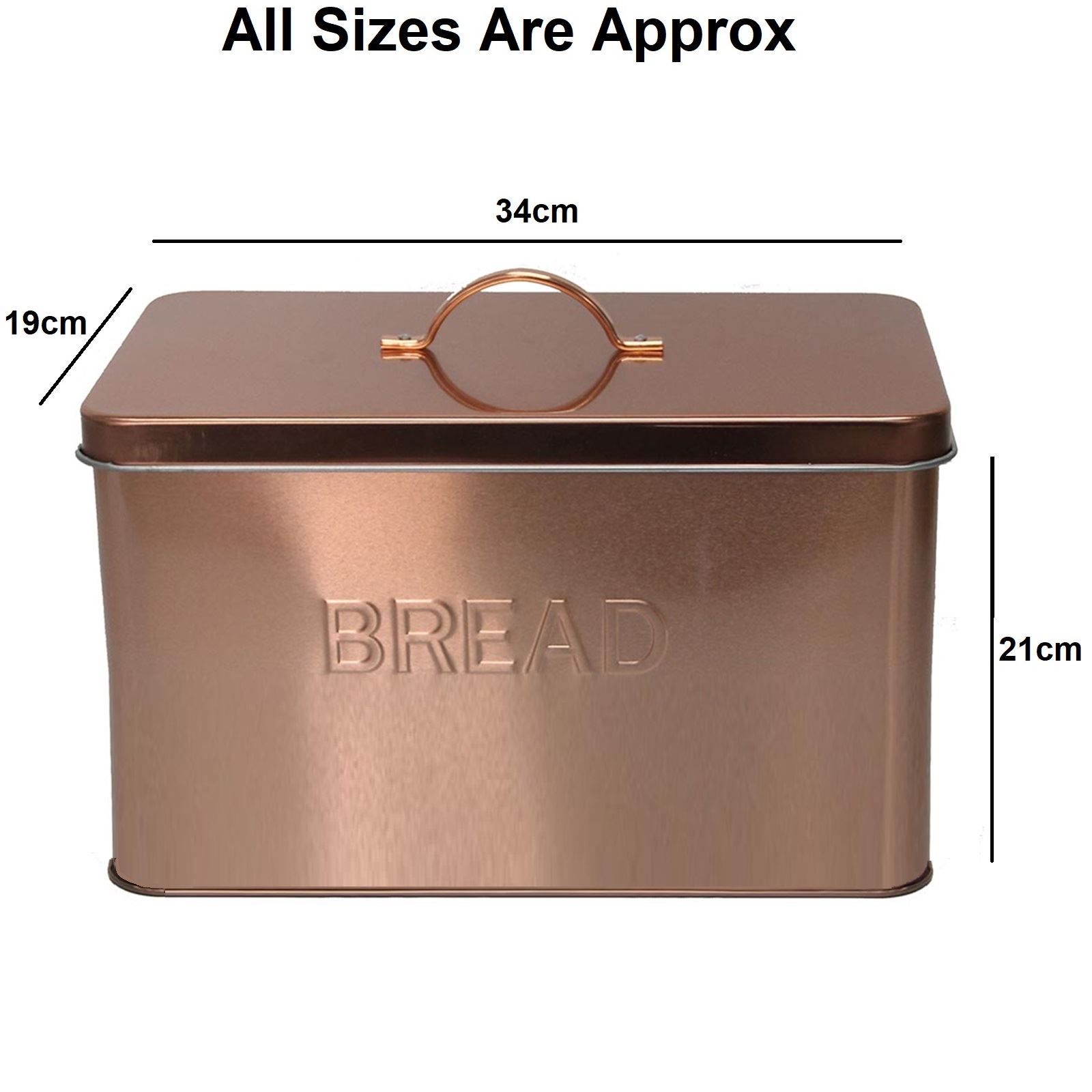 Rose Gold 4 Pc Kitchen Storage Set Bread Bin Tea Coffee Sugar Canisters Jars Lid 5057102008545