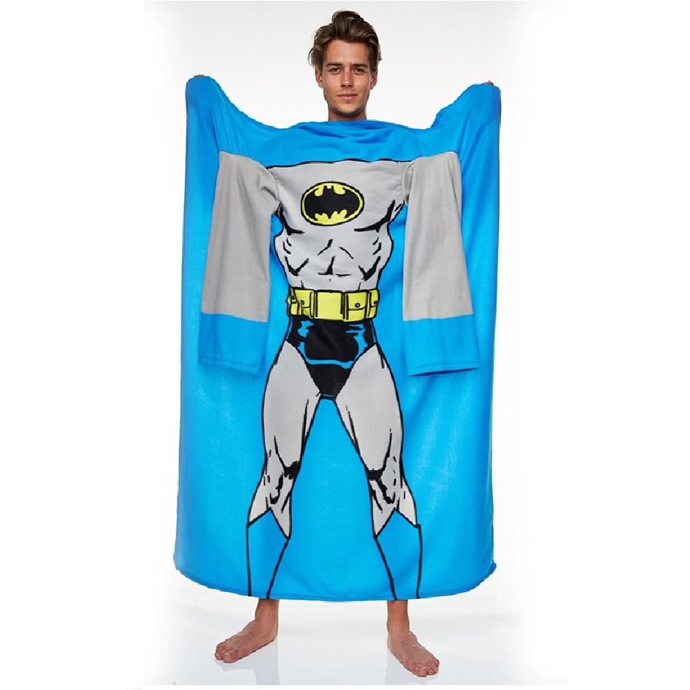 ADULT MENS MUSCLE PRINT SUIT SLEEVED FLEECE LOUNGER BLANKET THROW WITH