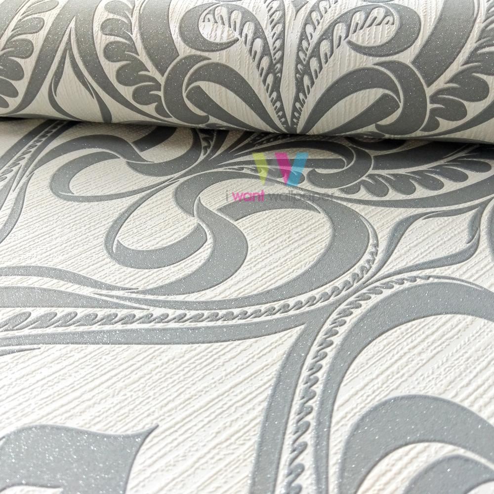 Grandeco Art Nouveau Damask Pattern Wallpaper Art Deco Metallic Glitter