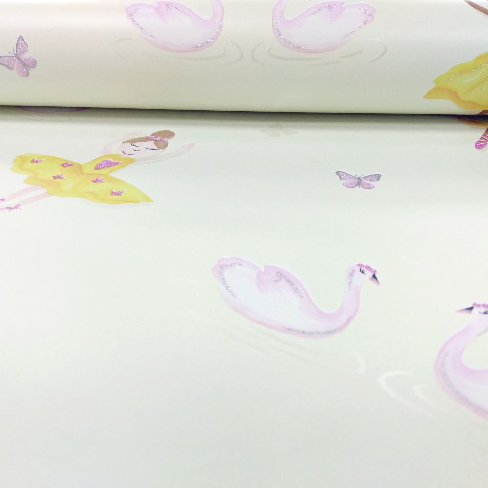 Holden Ballerina Dancer Pattern Childrens Wallpaper Butterfly Hearts