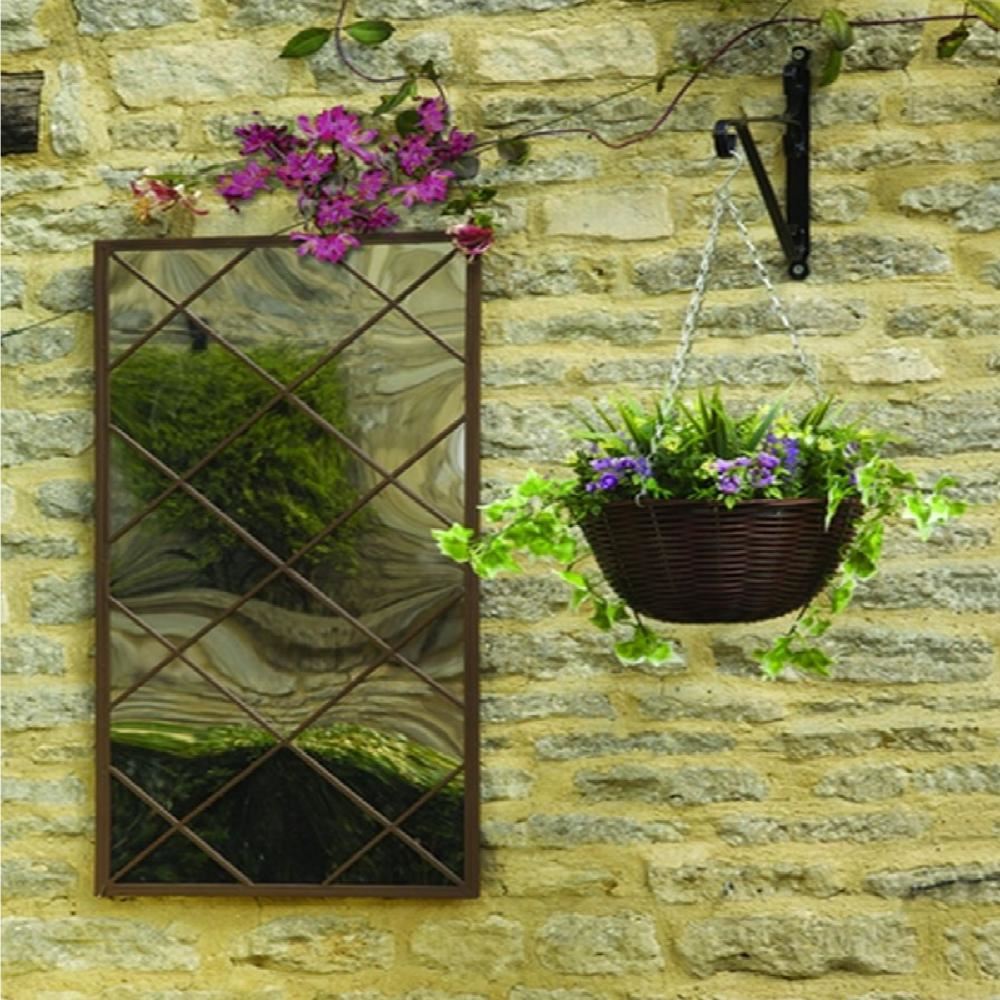 Garden Acrylic Mirror Rustic Frame Outdoor UV Weather Resistant Window