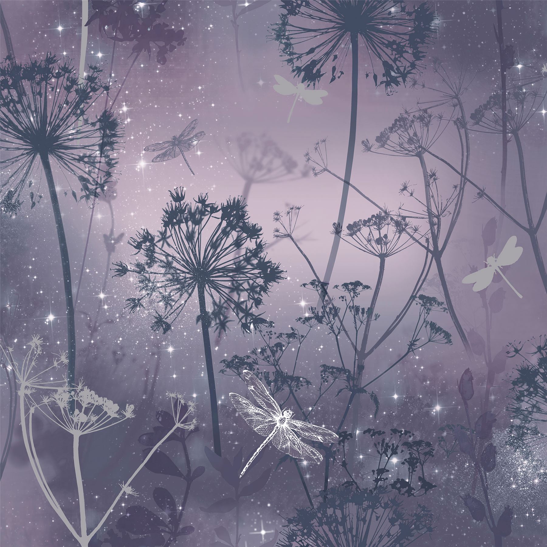 Arthouse Damselfly Ombre Glitter Dandelions Textured Botanical Motif Wallpaper - Picture 6 of 7