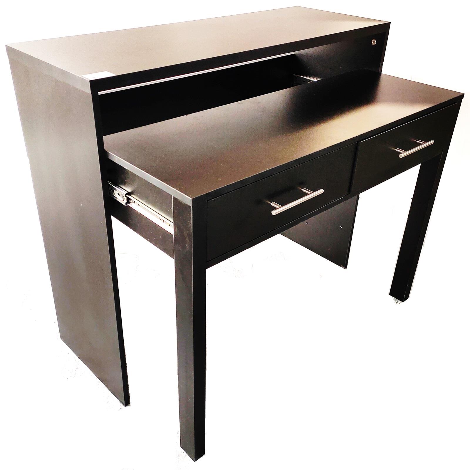 Regis Extending Computer Desk with 2 Drawers Home Office Console Dressing Table - Picture 2 of 13