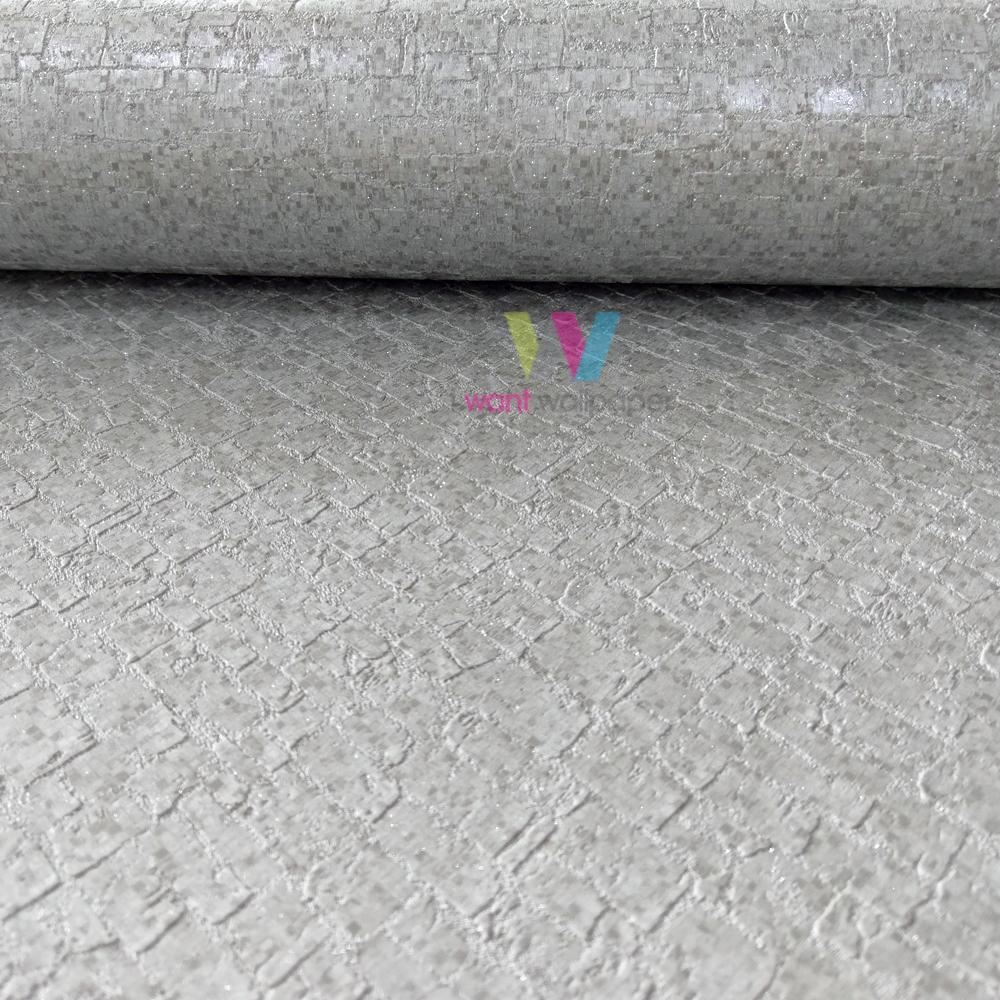 Holden Hadrian Stone Pattern Wallpaper Metallic Faux Brick Glitter