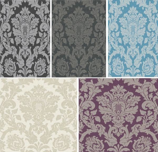 NEW LUXURY GRANDECO KENSINGTON DAMASK GLITTER METALLIC VINYL 10M