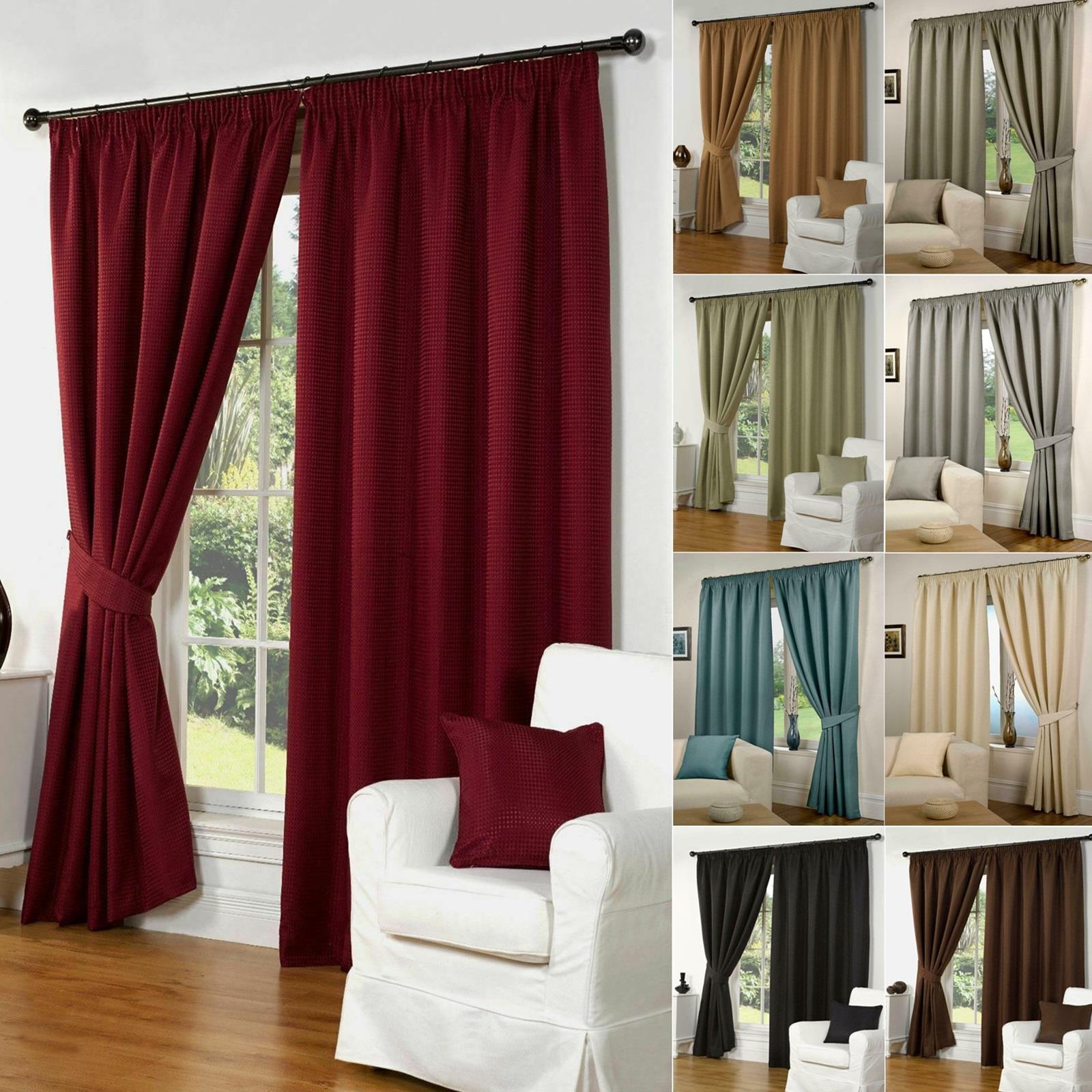 Luxury Taupe Waffle Effect Lined Pencil Pleat 3” Tape Top Ready Made Curtains