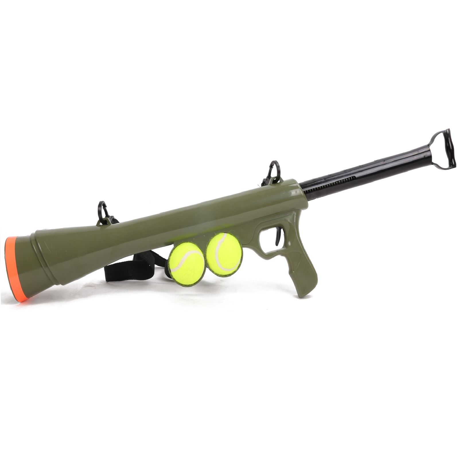 Tennis Ball Launcher Pet Dog Toy Thrower Bazooka Gun Cannon Game With 2