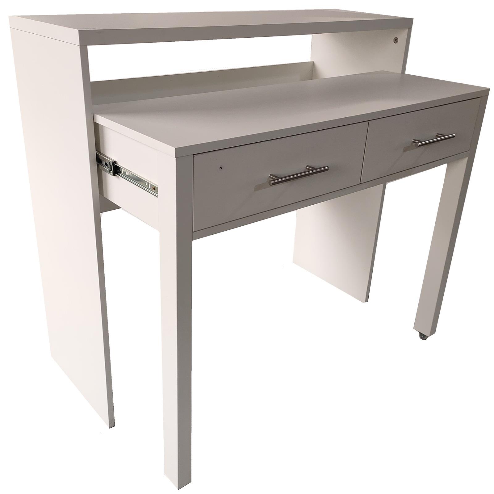 Regis Extending Computer Desk with 2 Drawers Home Office Console Dressing Table - Picture 11 of 13