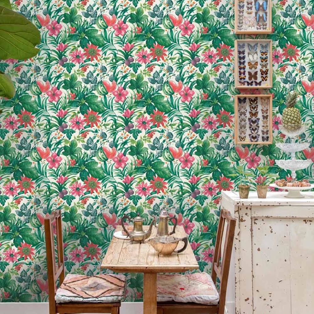 Grandeco Botanical Fruit Flower Pattern Wallpaper Tropical Floral Motif Textured eBay