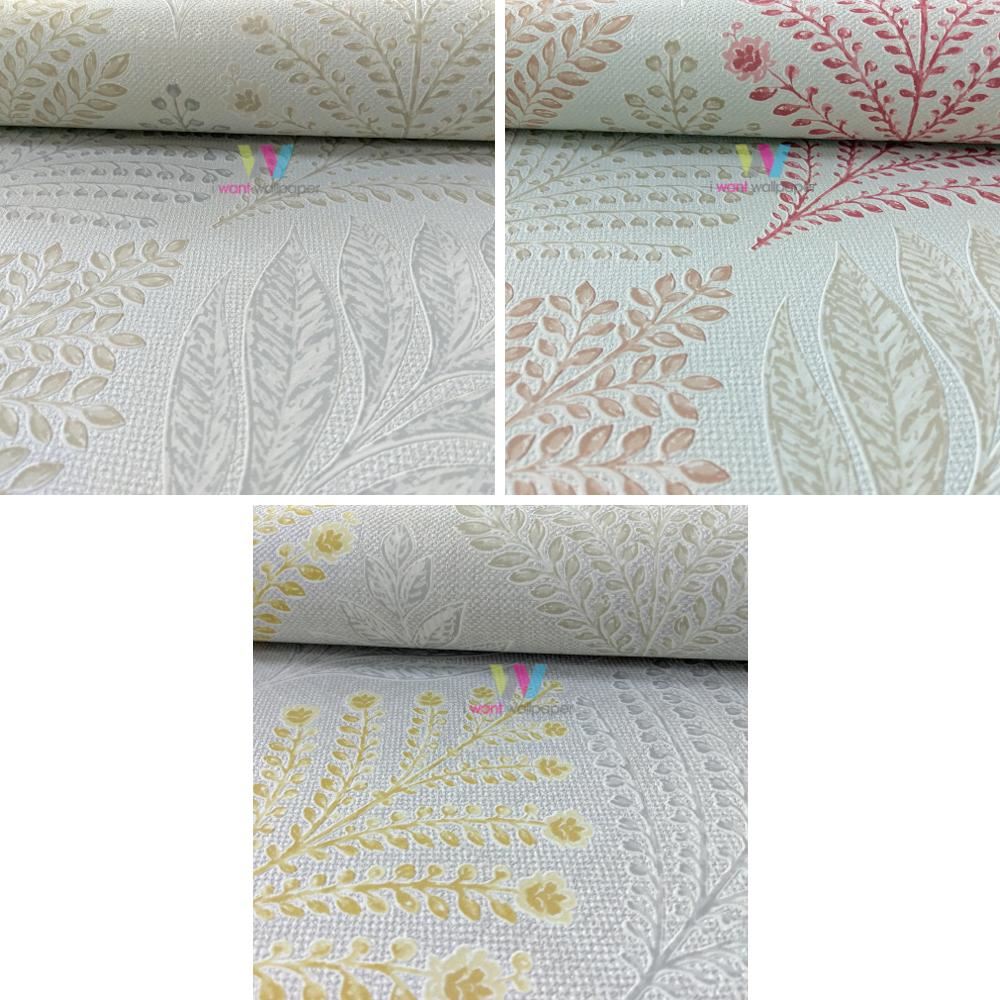 Grandeco Rowan Floral Leaf Wallpaper Glitter Motif Embossed Textured A23301