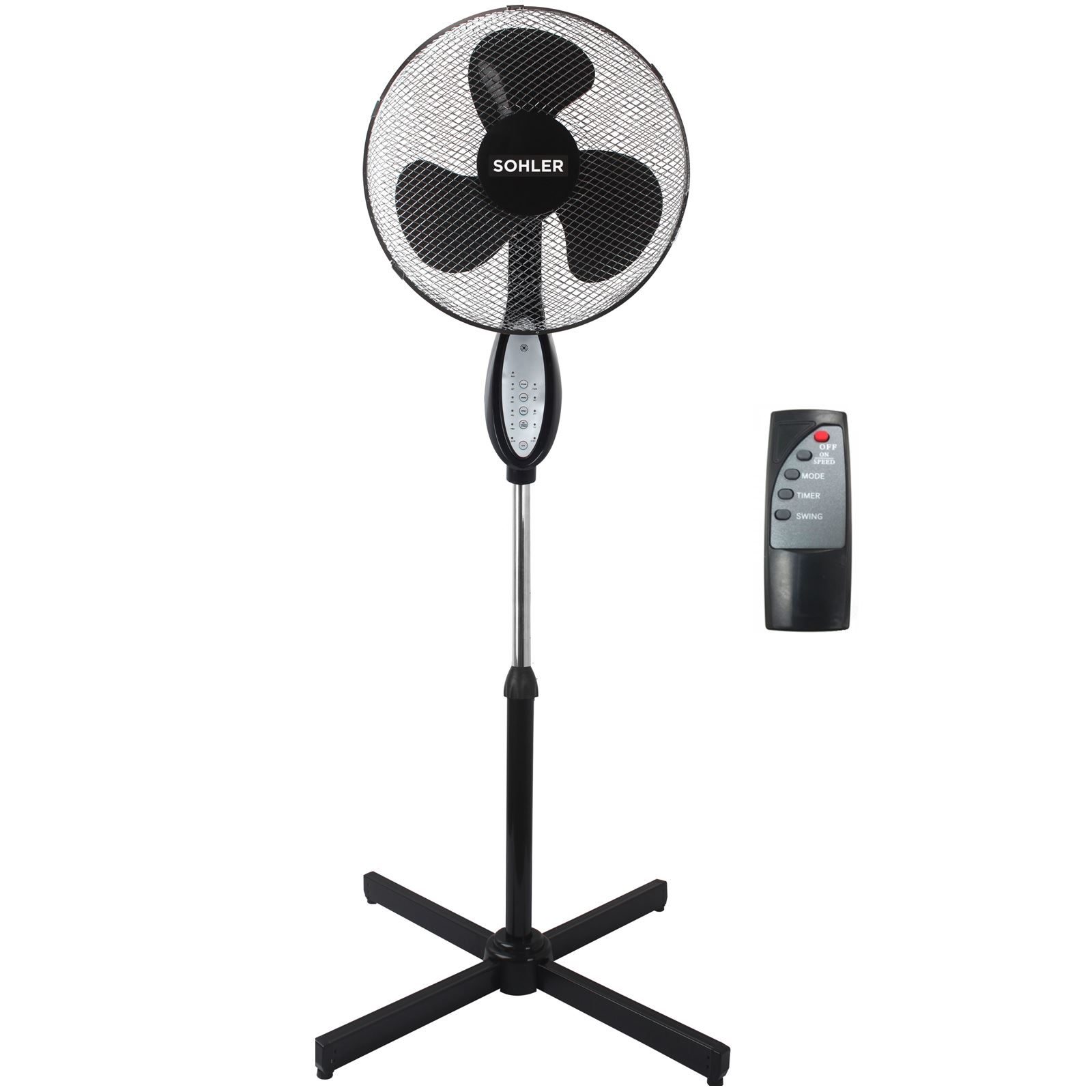 Black Remote Control Standing Pedestal Stand Fan Adjustable Oscillating