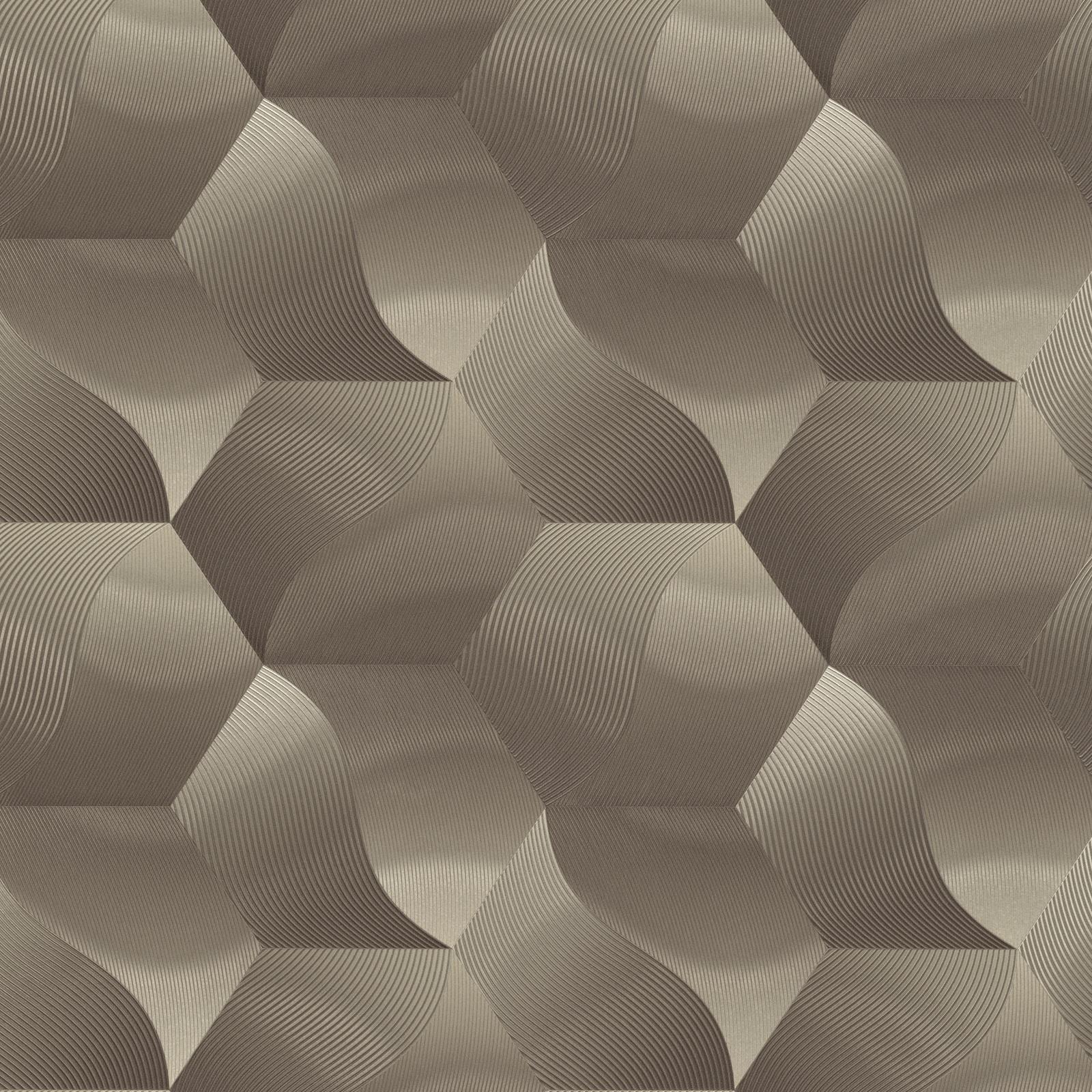 Erismann 3D Geometric Metallic Geo Textured Hexagon Wave Wallpaper Feature Wall - Picture 4 of 5