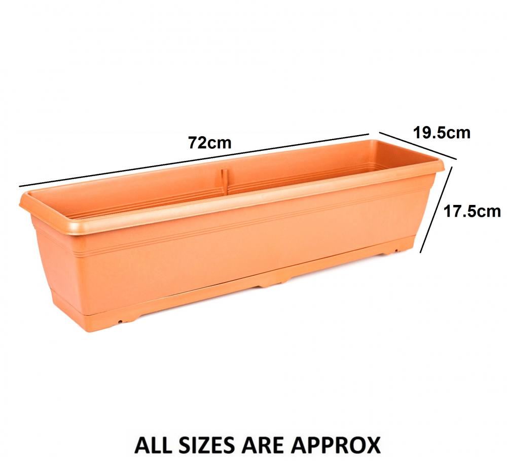 Large 72cm Garden Plastic Trough Balcony Planter Flower Plant Pot Tub