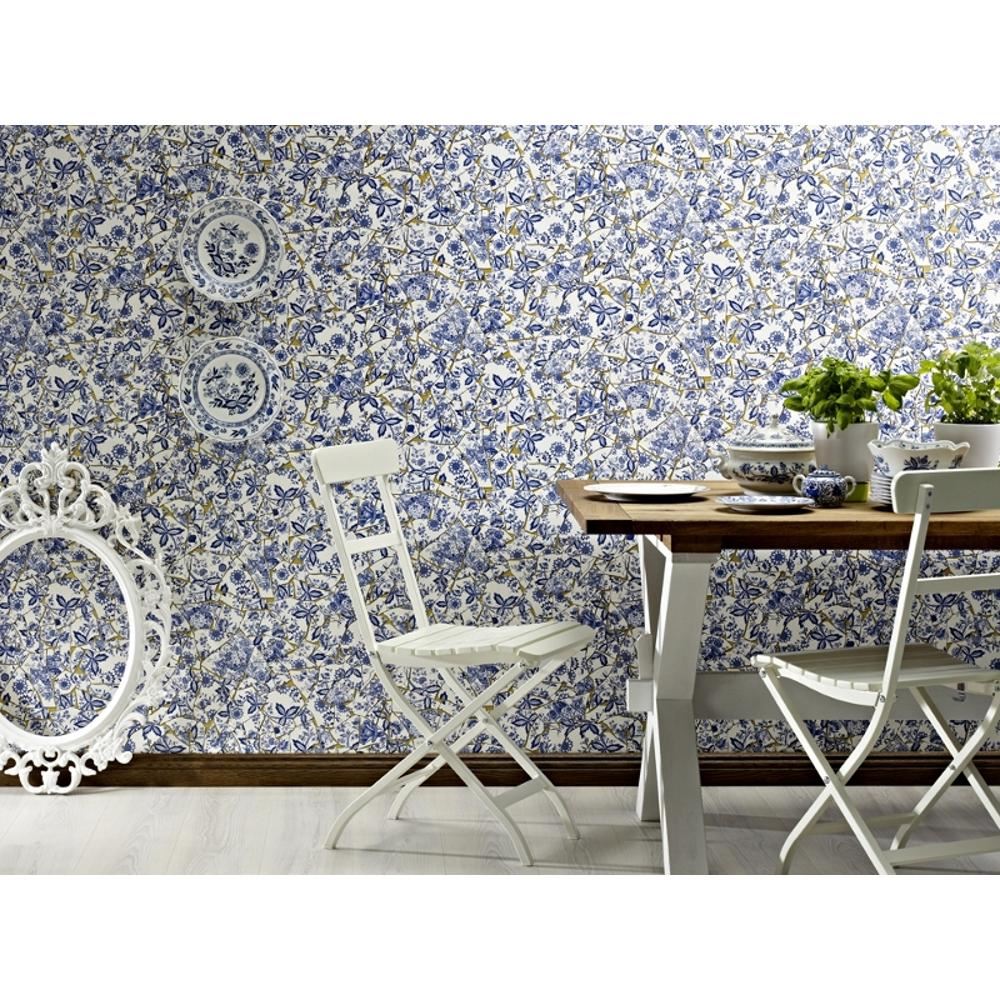 NEW RASCH TRENDSPOTS DESIGNER SMASHED PLATE MOTIF GOLD KITCHEN WALLPAPER 896114